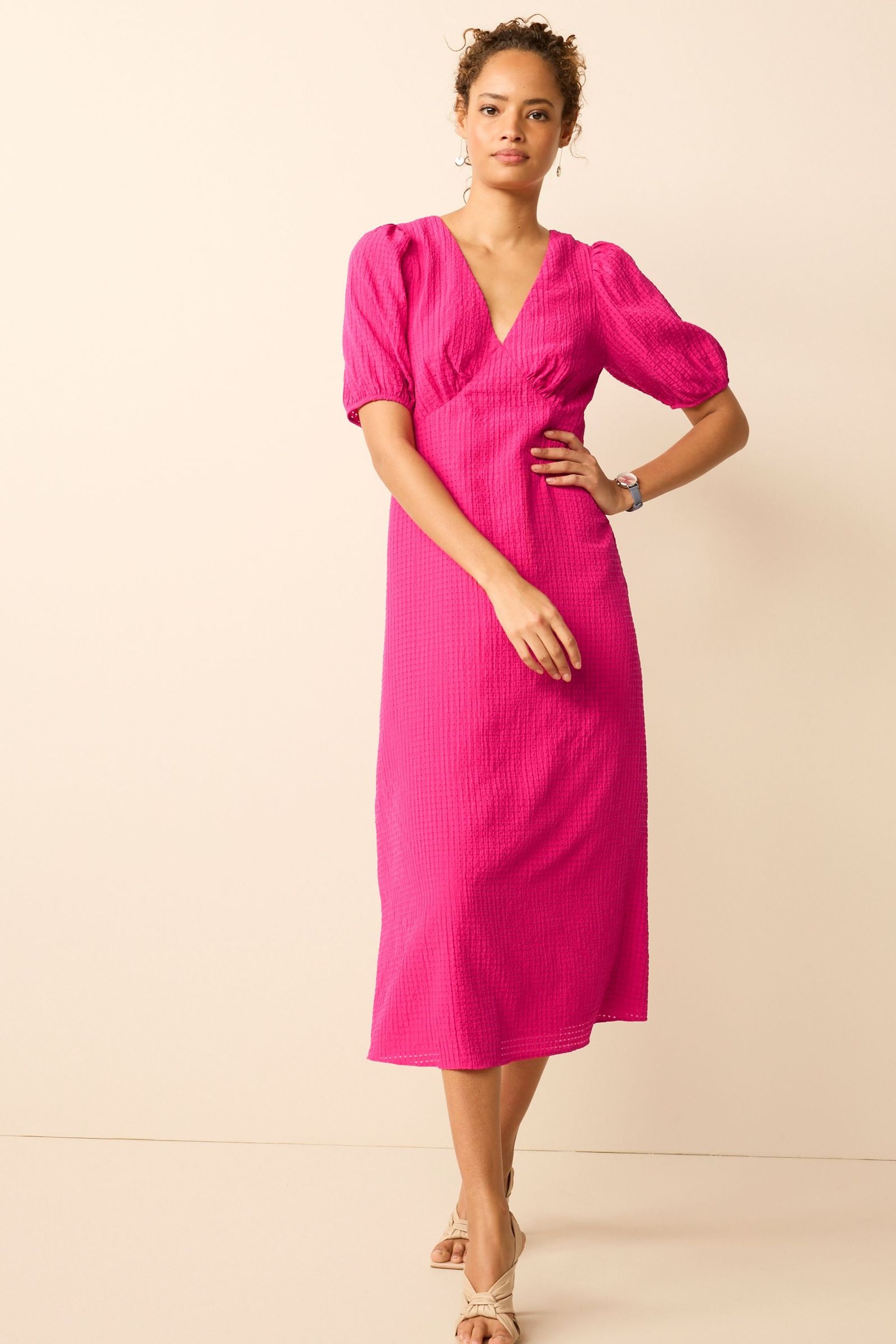 Bright pink midi dress new arrivals