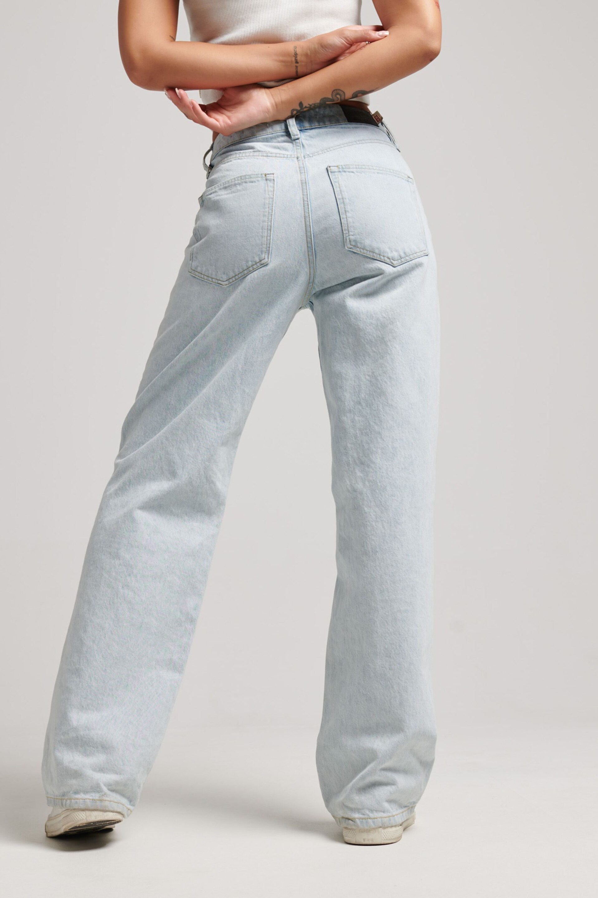 Superdry Blue Organic Cotton Vintage Wide Leg Jeans - Image 2 of 6