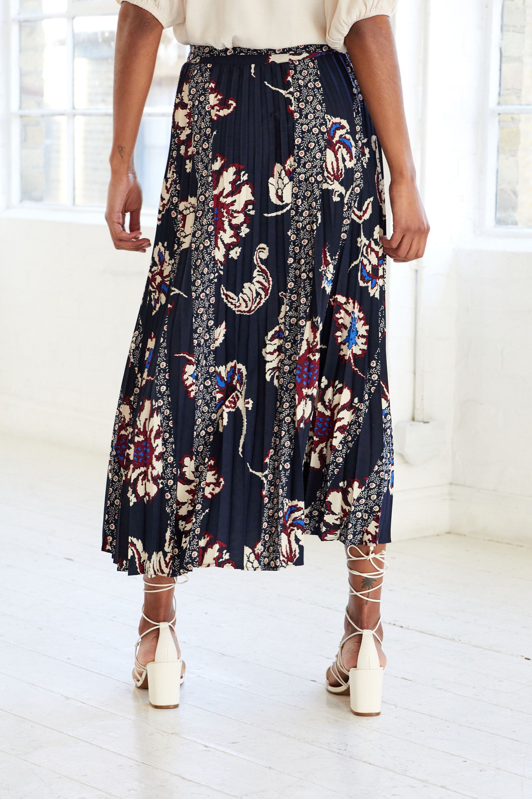 Next navy pleated midi skirt sales