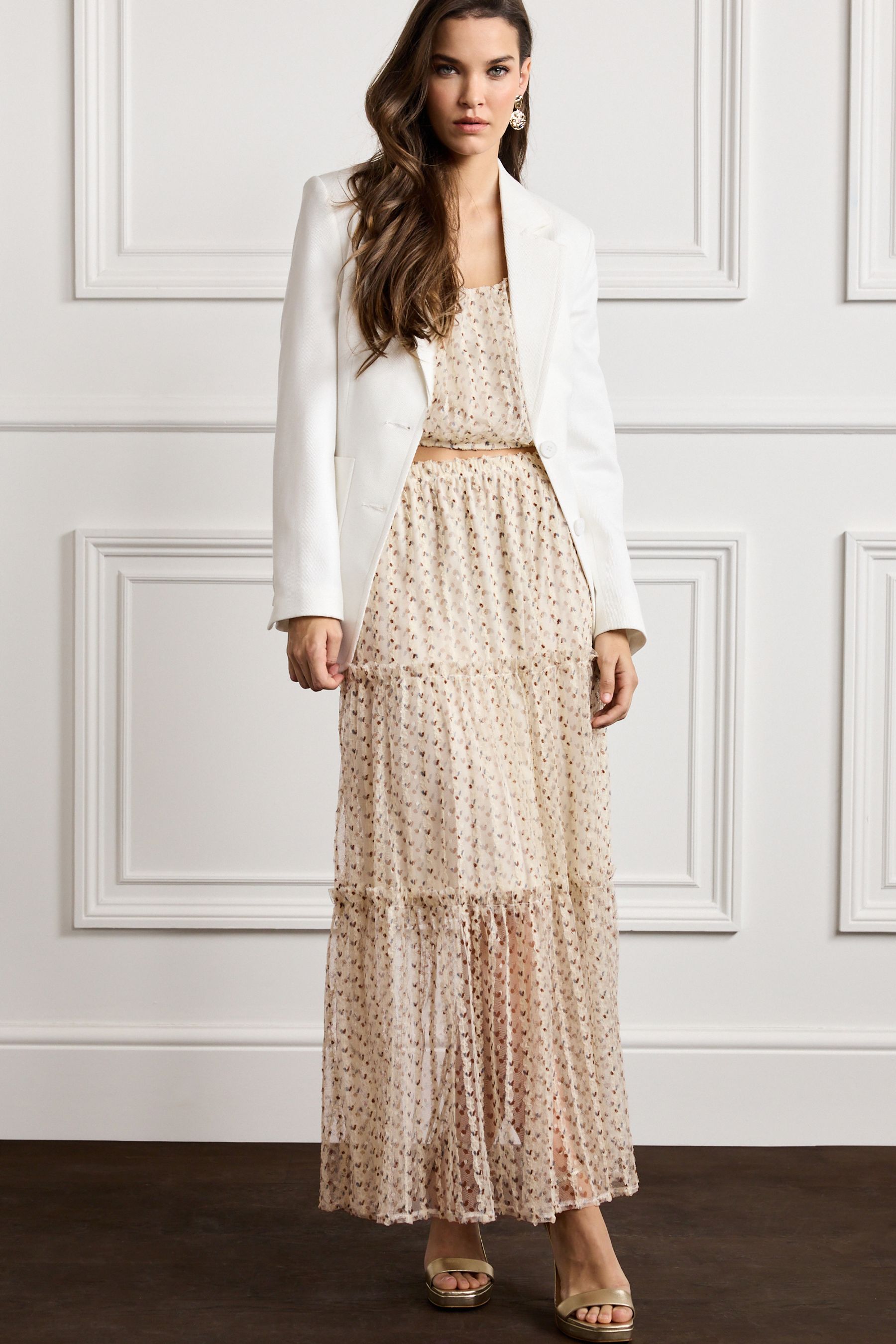 Tiered maxi skirt cream hotsell
