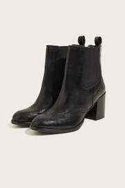 Monsoon Black Classic Leather Heeled Brogue Boots - Image 1 of 4