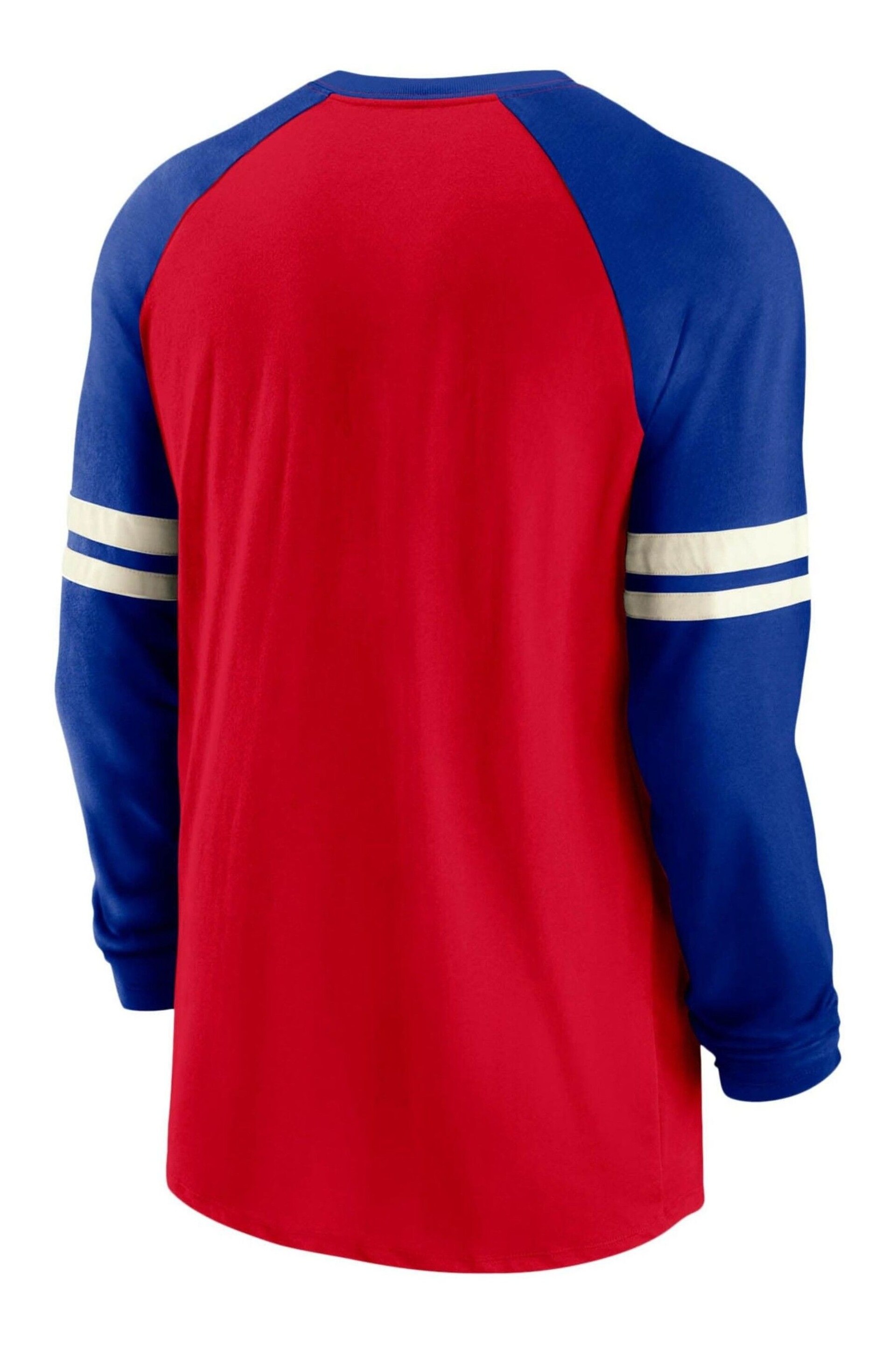 Nike Red NFL Fanatics New England Patriots Dri-FIT Cotton Long Sleeve Raglan T-Shirt - Image 3 of 3