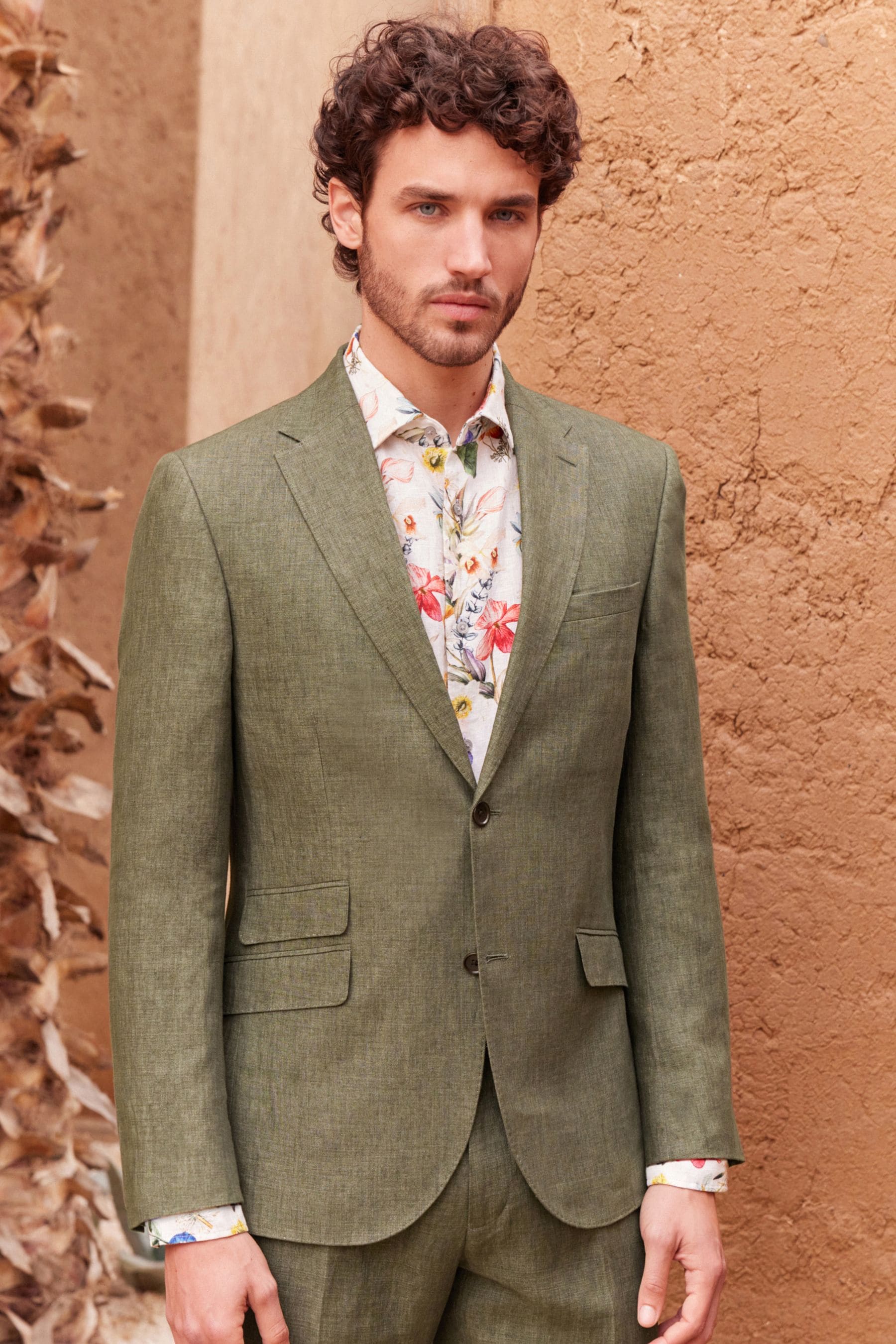 Olive green linen jacket online