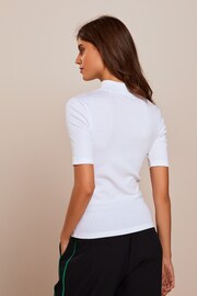 White Half Sleeve High Neck T-Shirt - Image 2 of 6