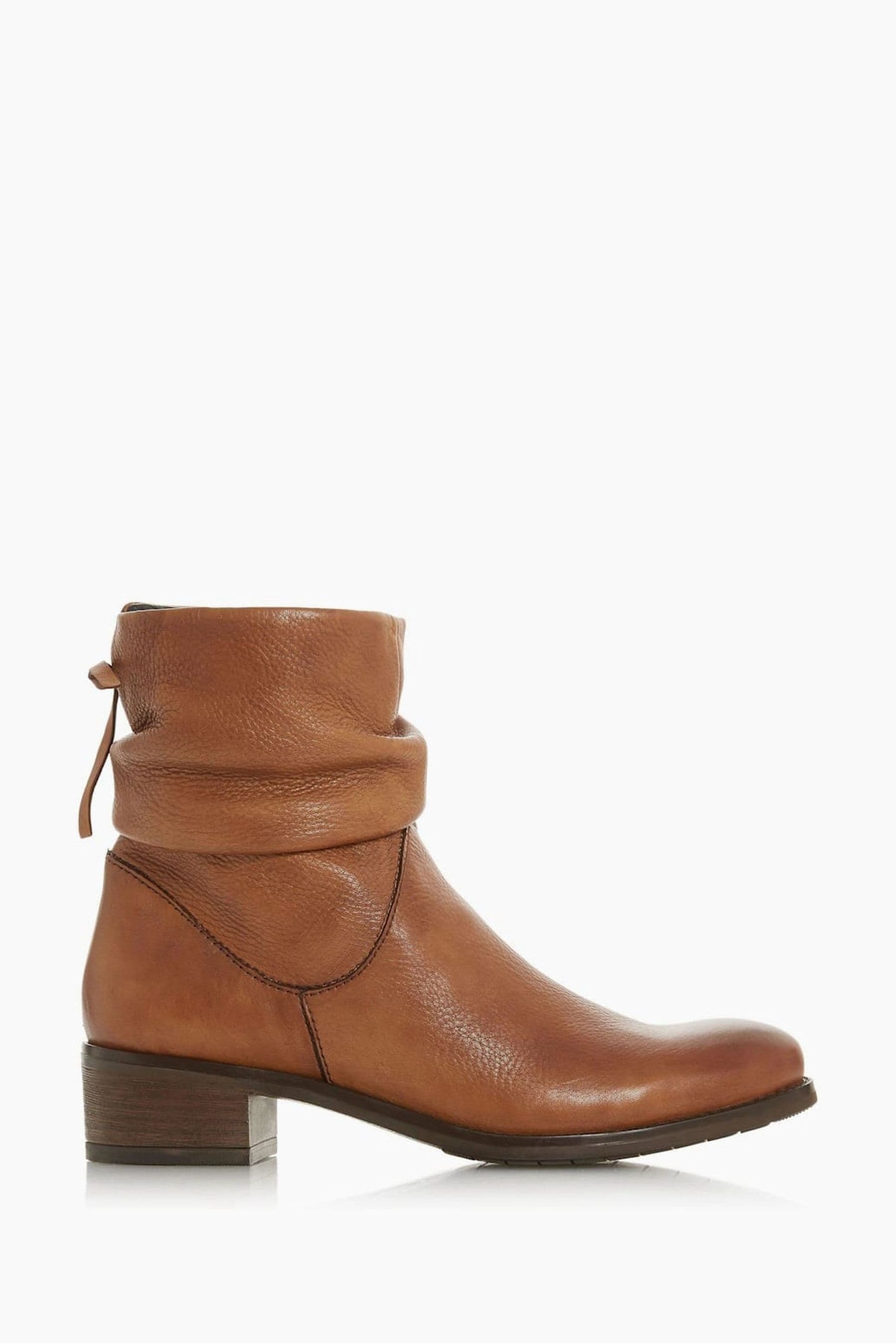 Dune London Brown Pagers Ruched Side Zip Ankle Boots