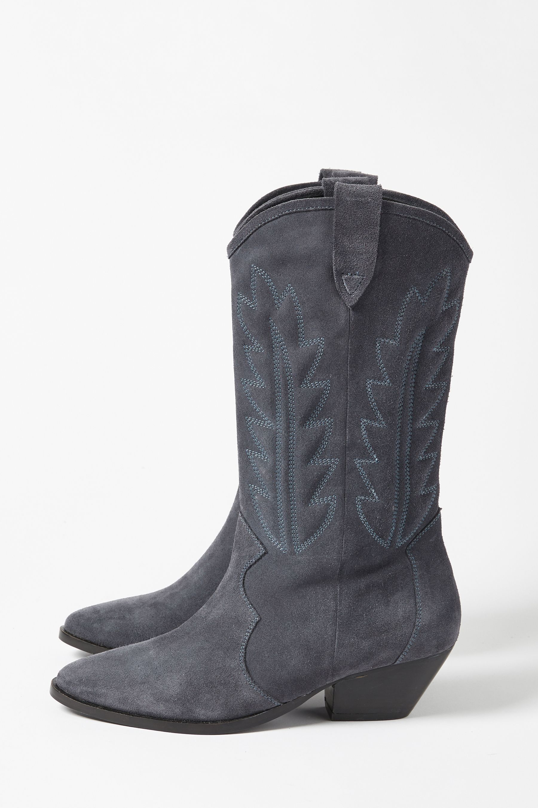 Buy Oliver Bonas Grey Suede Tall Cowboy Boots from Next Luxembourg