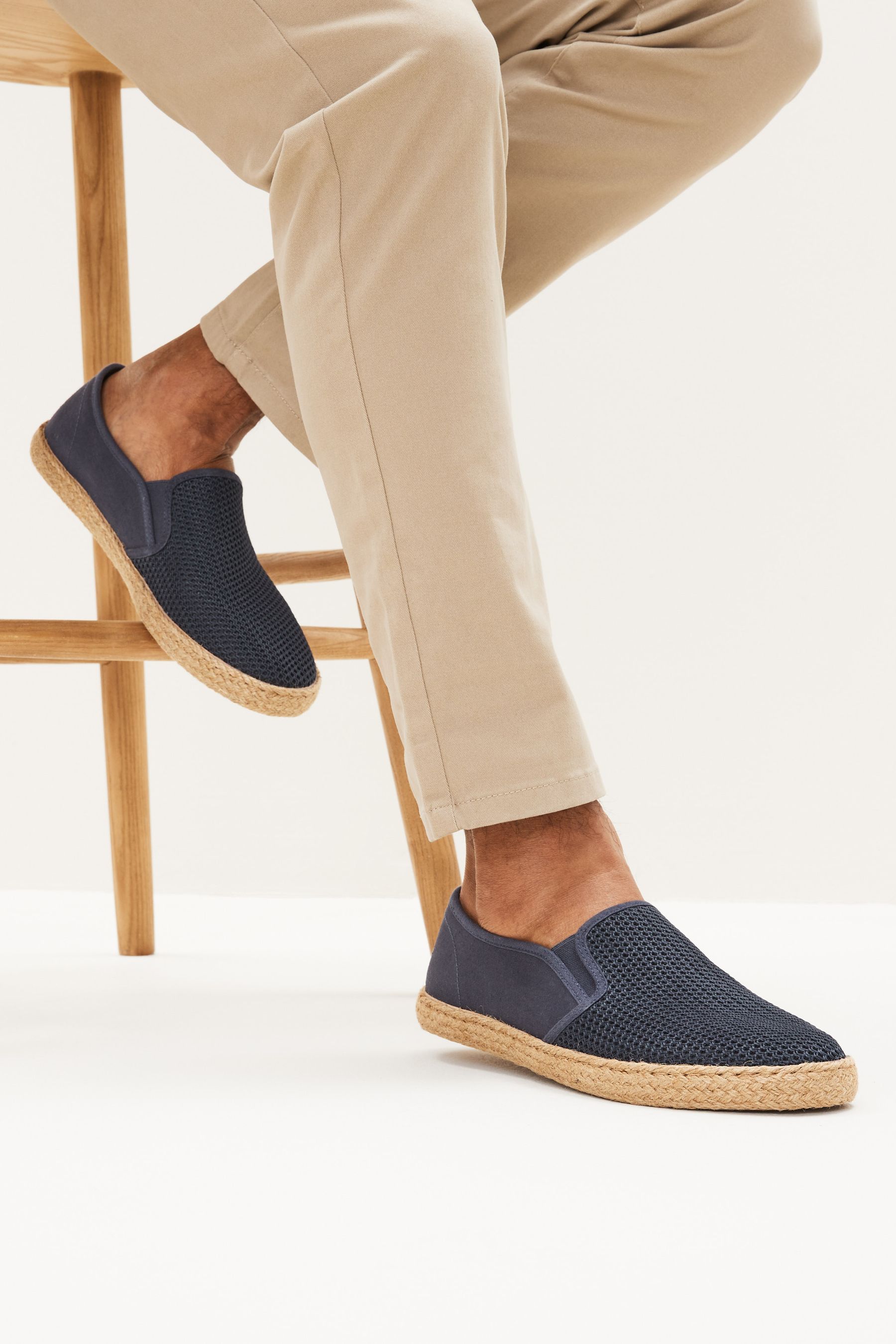 Buy Navy Blue Mesh Espadrille Shoes from Next Luxembourg