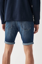 Mid Blue Slim Fit Stretch Denim Shorts - Image 3 of 9