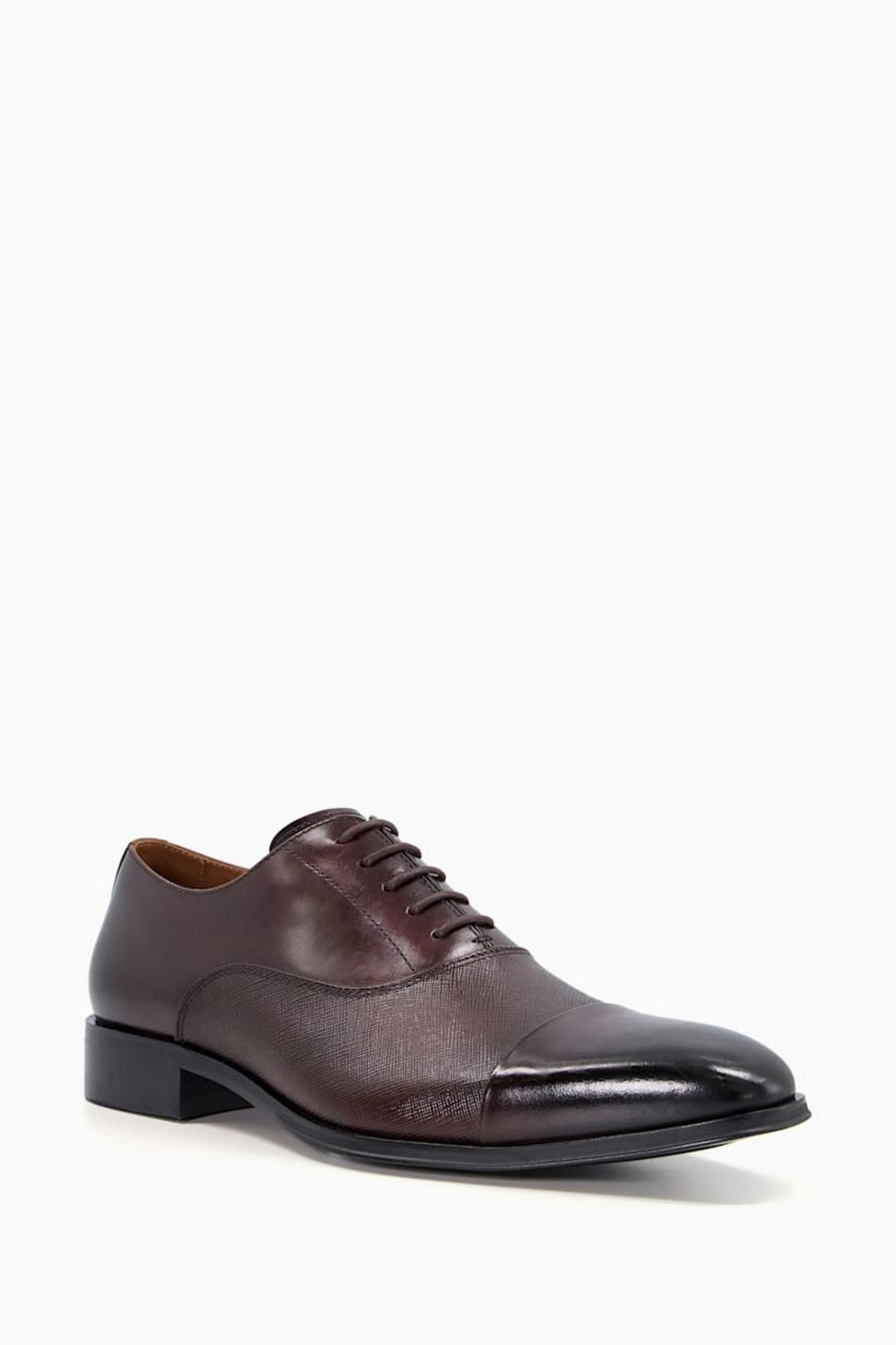 Dune London Brown Sheet Saffiano Embossed Oxford Shoes - Image 3 of 5