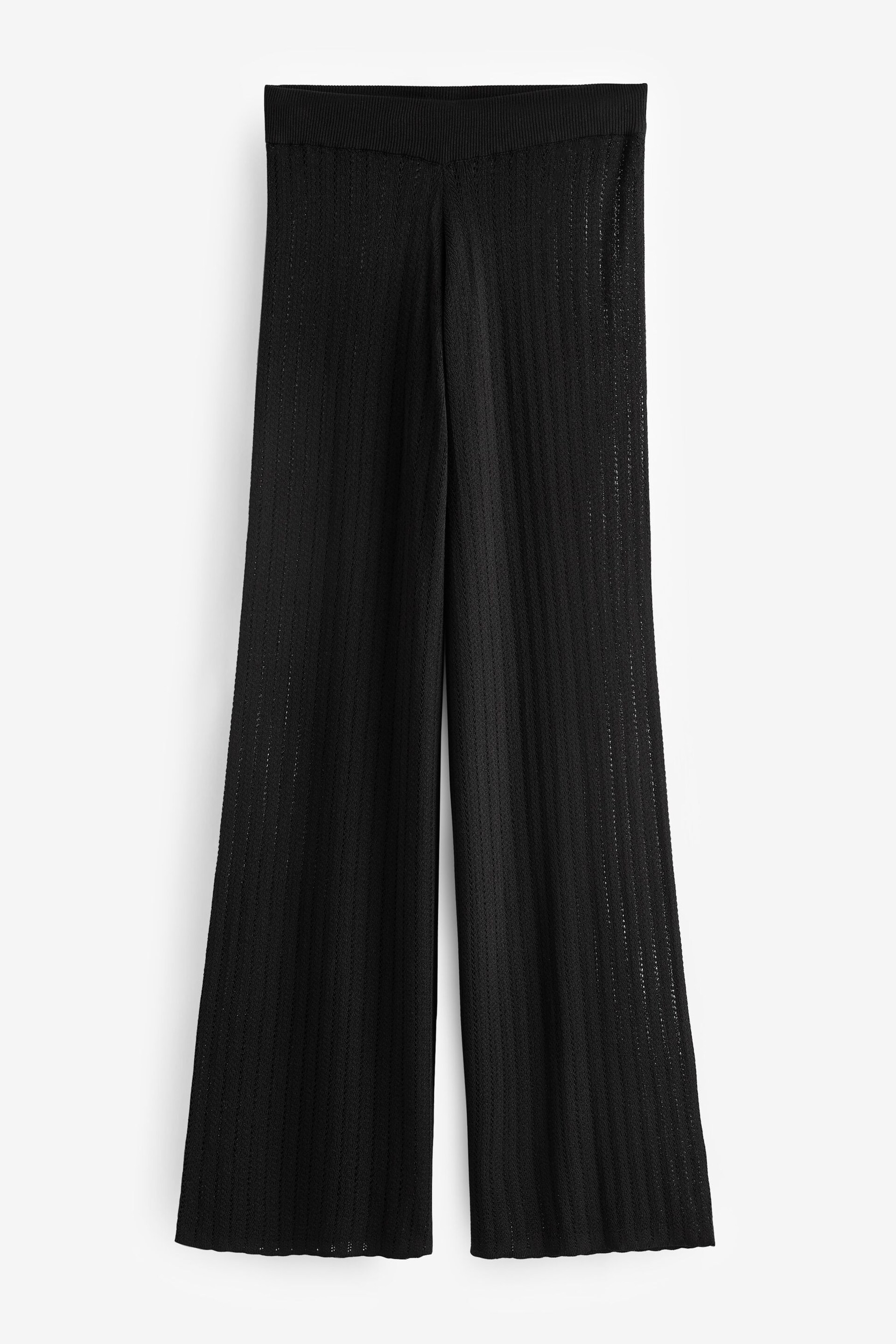 Black Coord Stitch Detail Knitted Beach Trousers - Image 5 of 6