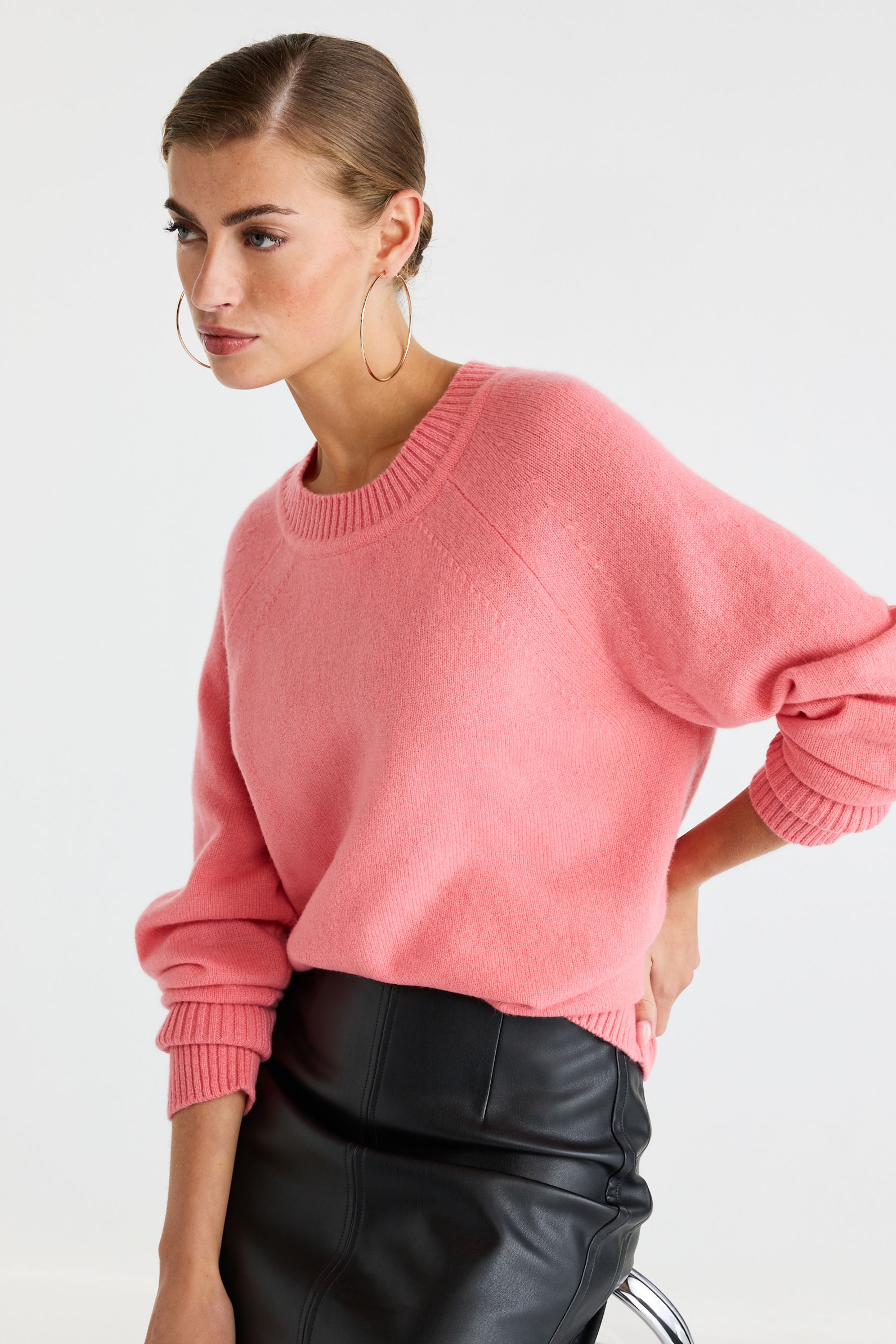 Buy Coral Pink Premium 100 Lambswool Crew Neck Jumper from Next Luxembourg