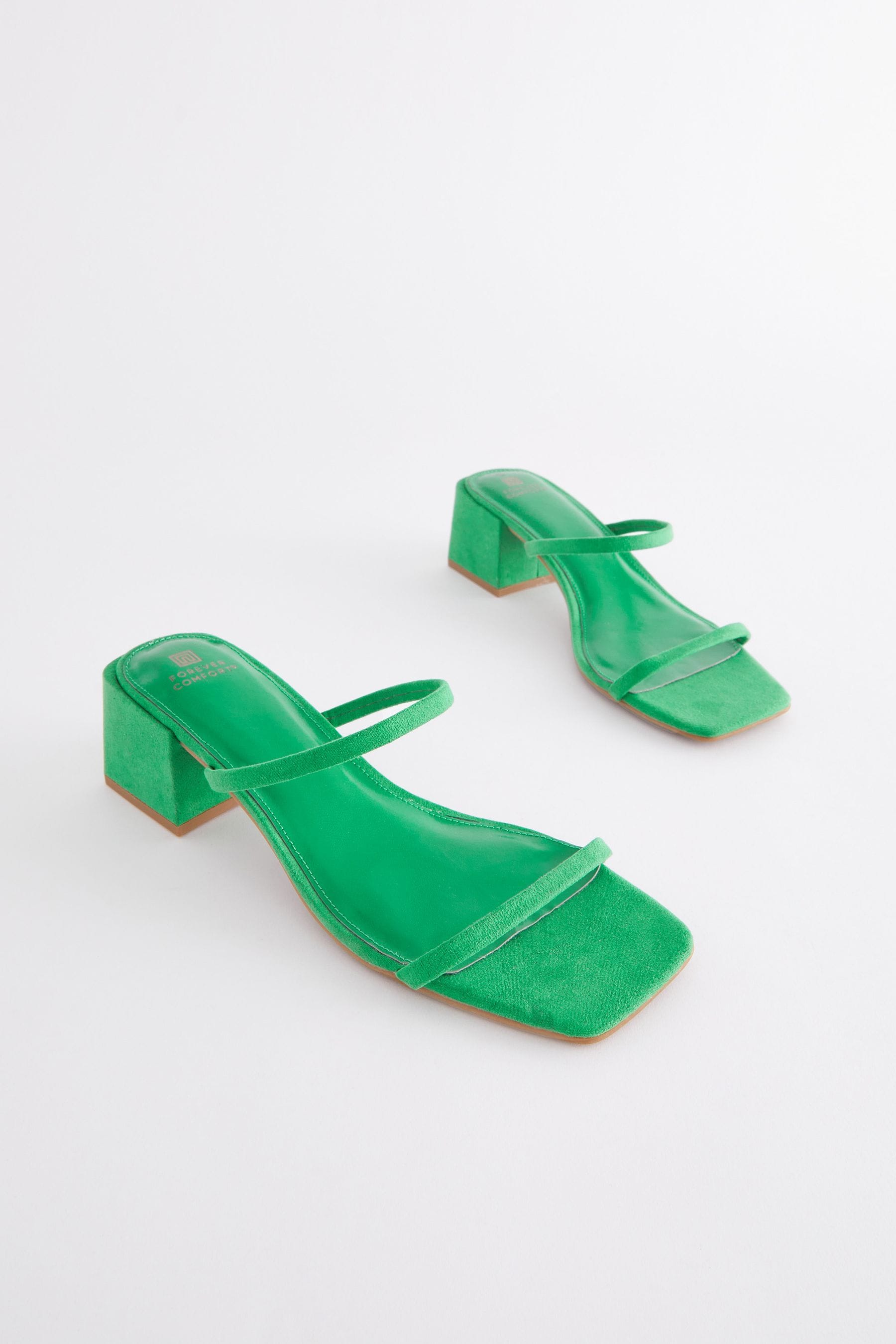 Buy Green Extra Wide Fit Forever Comfort Two Band Block Heel Mules from Next Luxembourg