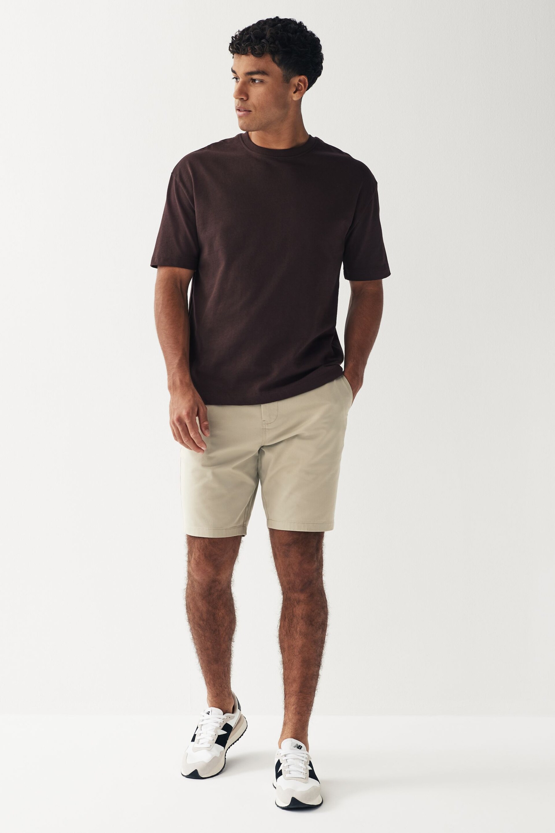 Navy Blue/Grey/Stone Straight Stretch Chinos Shorts 3 Pack - Image 5 of 11