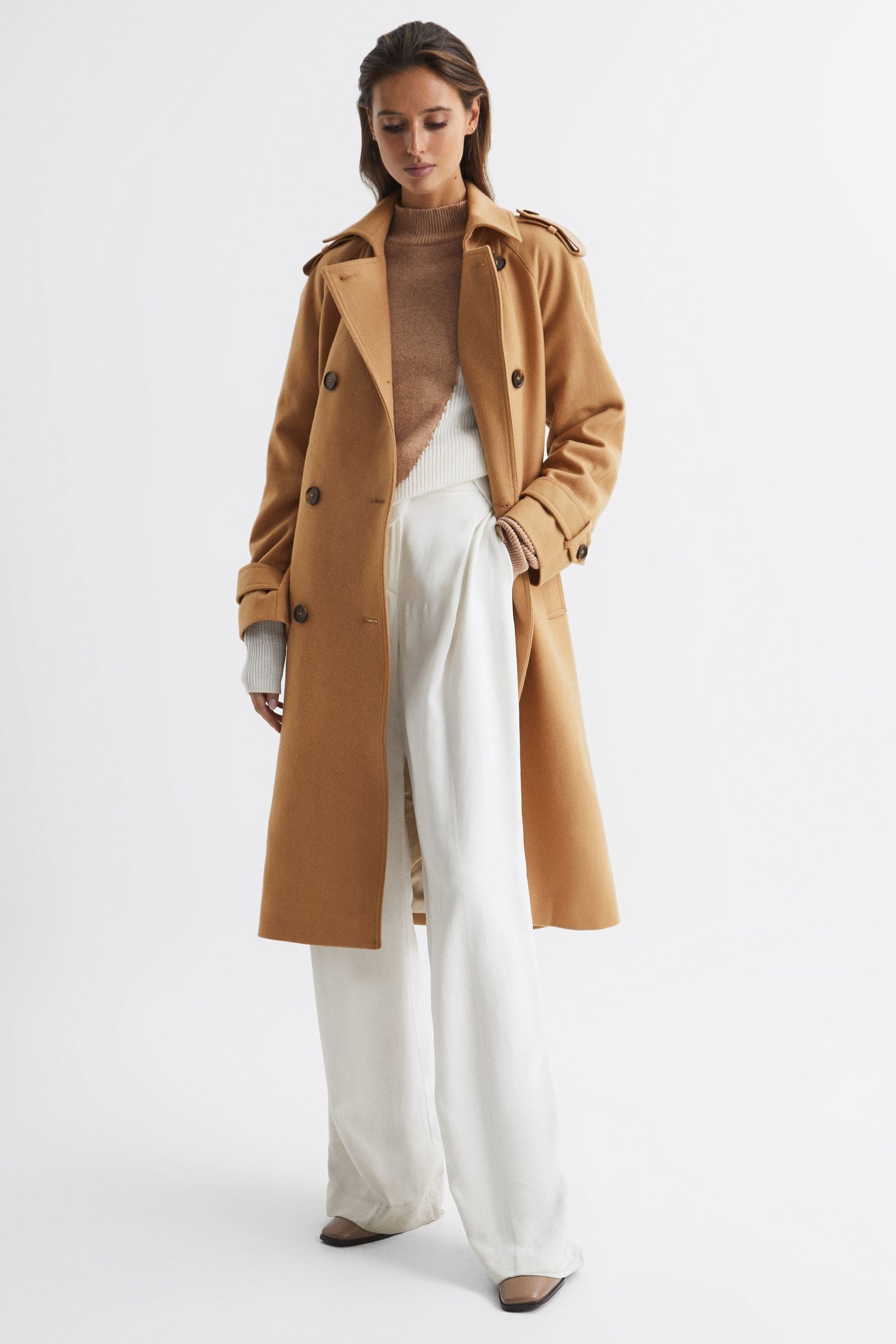Reiss camel coat ladies top