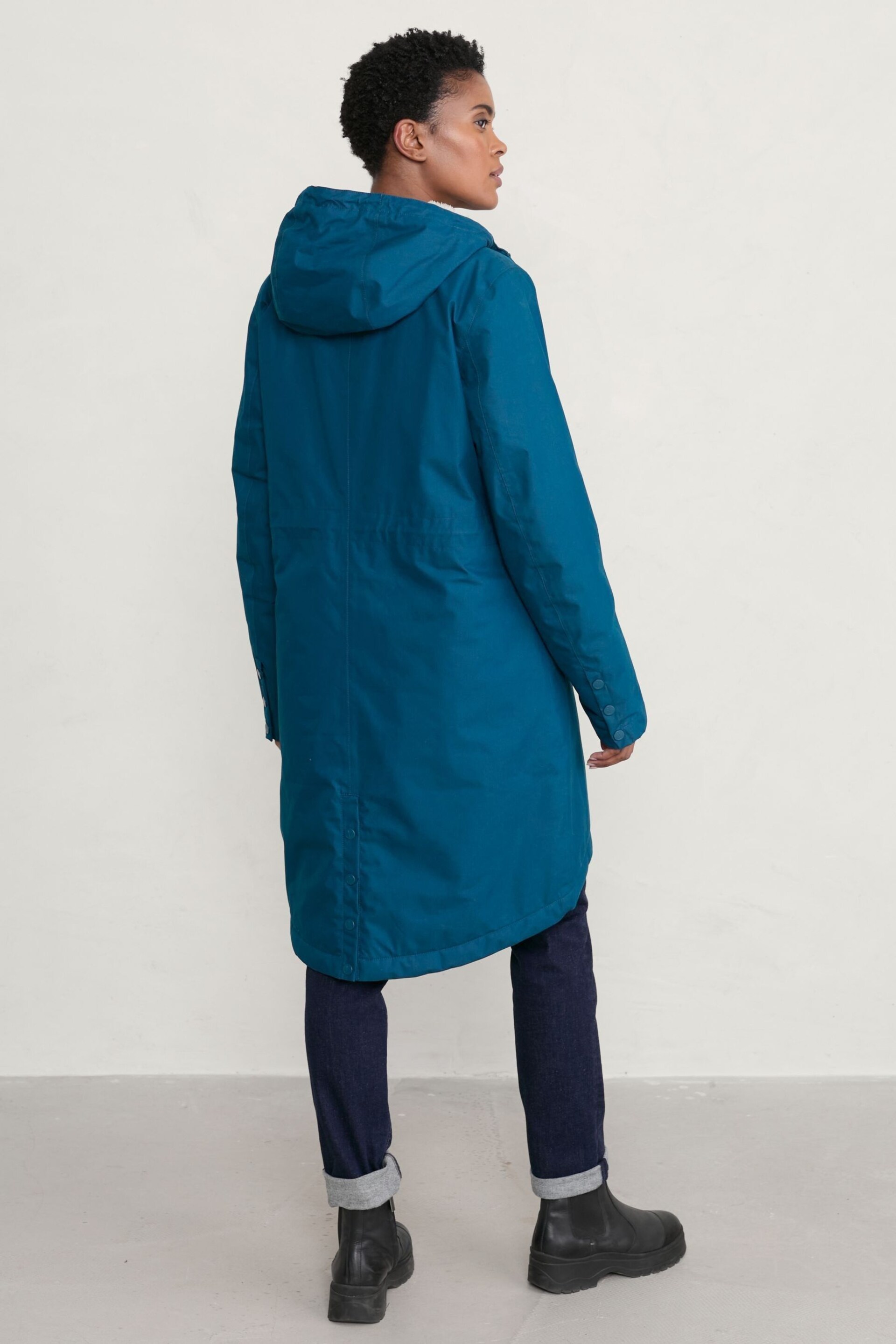 Seasalt Cornwall Teal Blue Waterproof Plant Hunter 2 Coat - Image 2 of 7