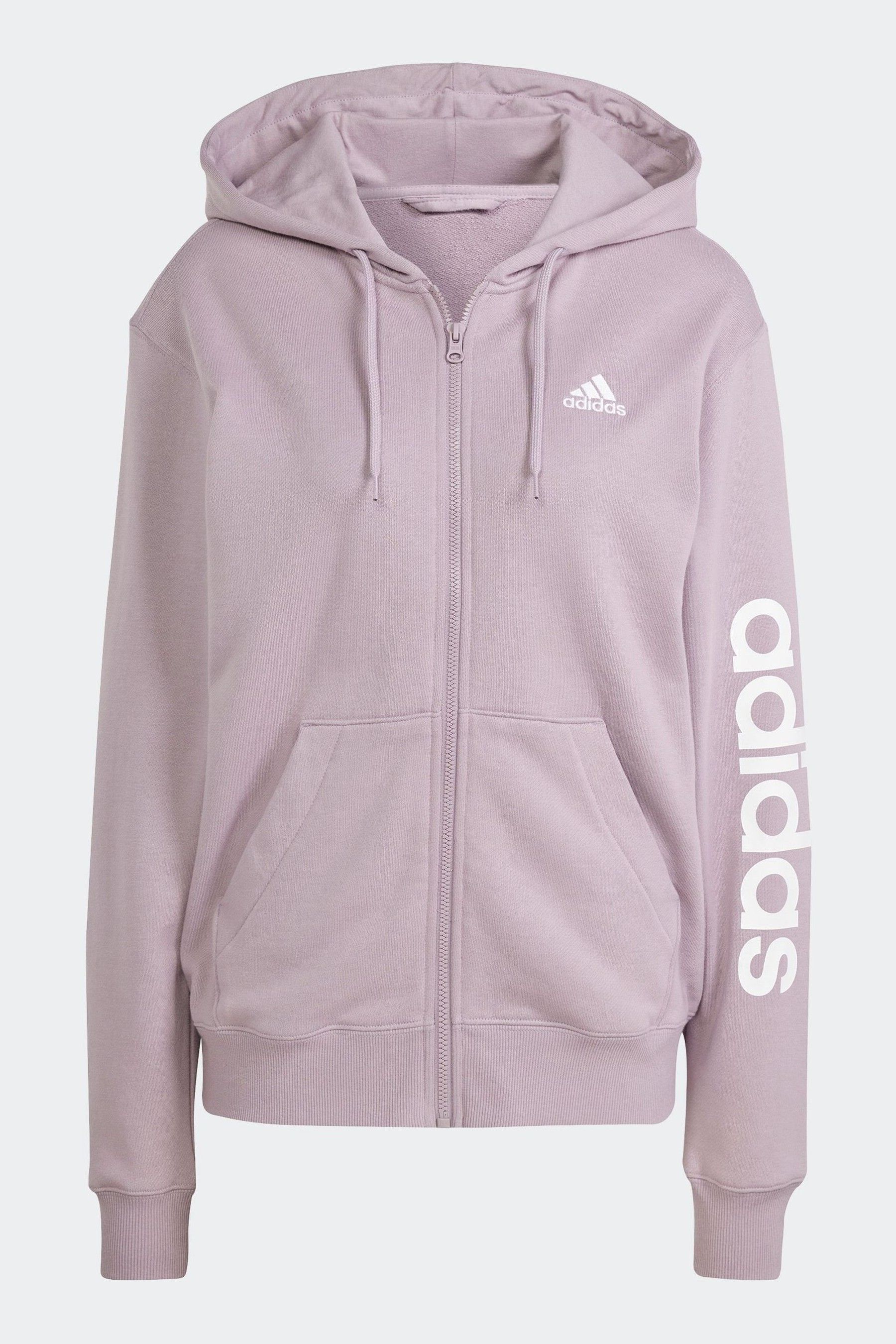 Buy adidas Purple Sportswear Essentials Linear Full Zip French Terry Hoodie from Next Luxembourg