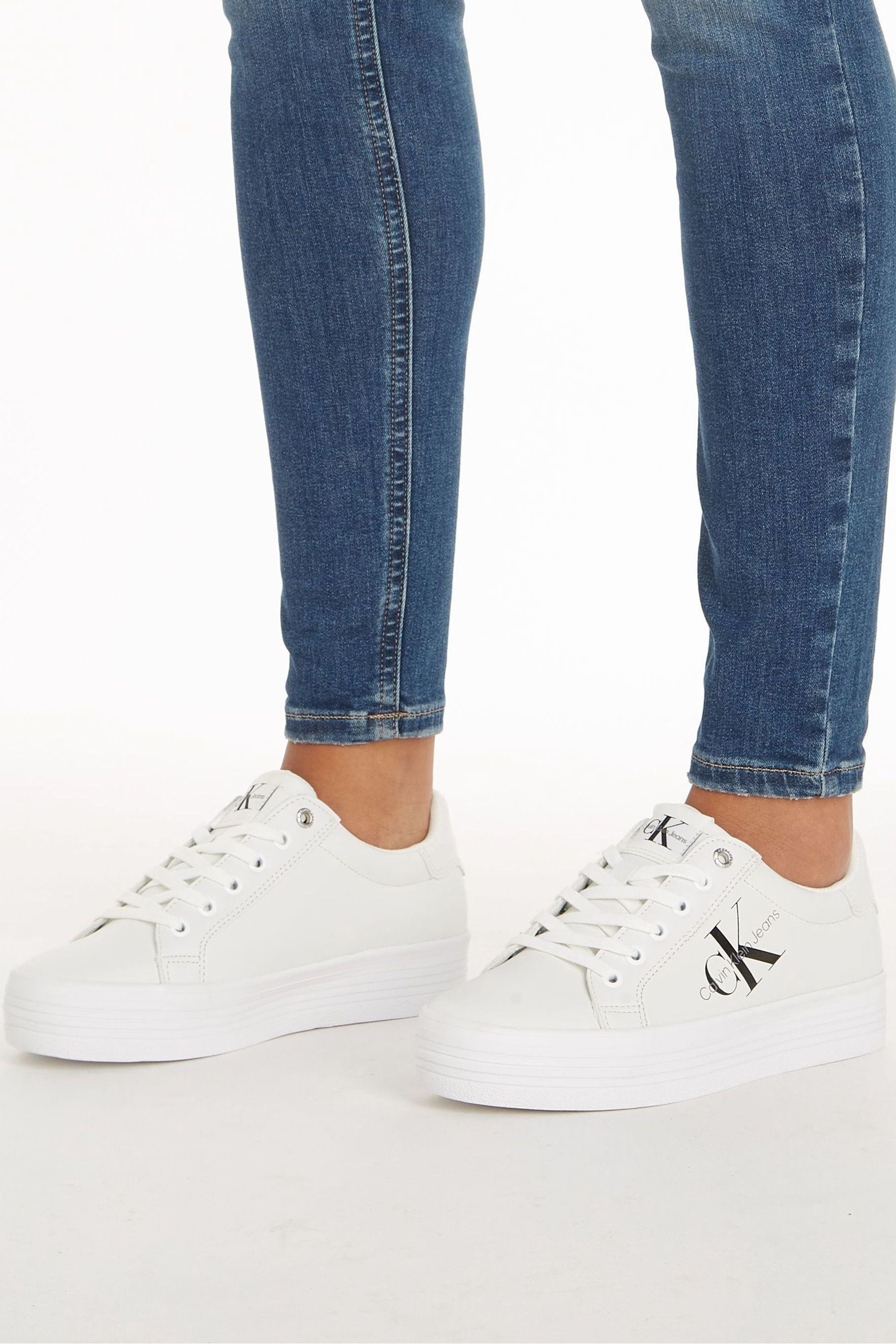 Buy Calvin Klein White Graz Monogram Flatform Trainers from Next Luxembourg