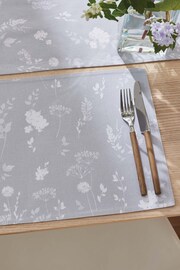 Catherine Lansfield 4 Pack Grey Meadowsweet Floral Wipeable Placemats - Image 1 of 3