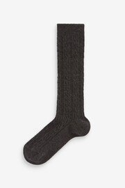 Grey 3 Pack Cable Cotton Rich Knee High School Socks - Image 2 of 4