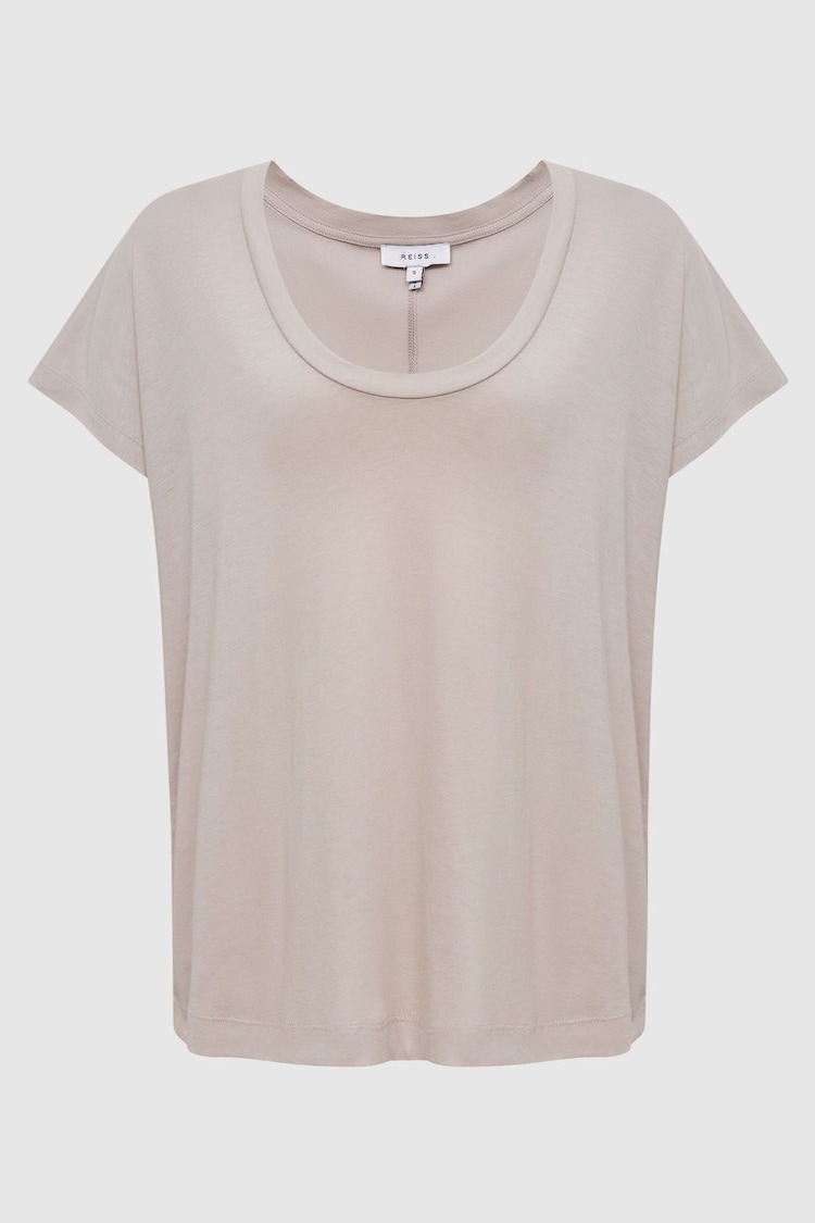 Reiss Stone Caia Scoop Neck Pima Cotton T-Shirt - Image 2 of 6