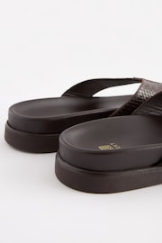 Brown Embossed Leather Flip Flops - Image 5 of 7