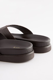 Brown Embossed Leather Flip Flops - Image 6 of 7