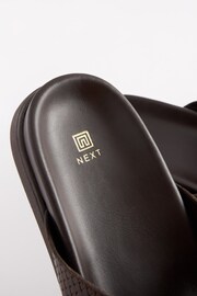 Brown Embossed Leather Flip Flops - Image 7 of 7