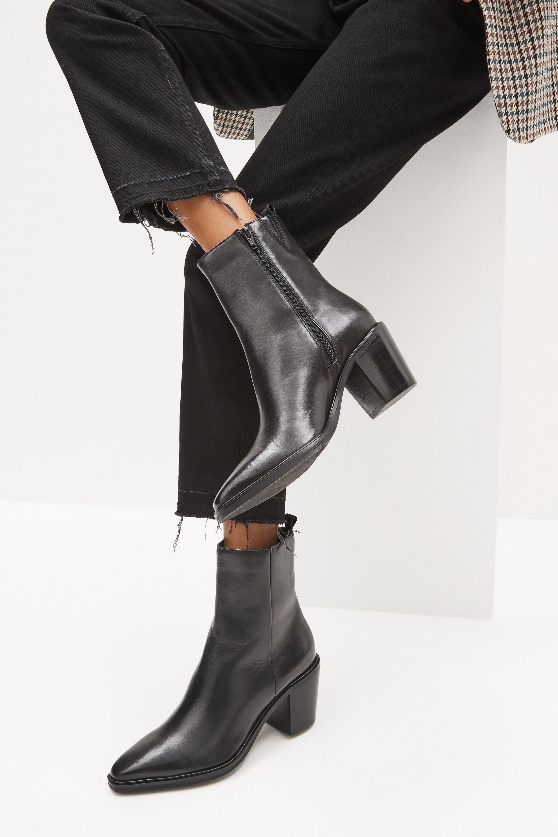 Leather heeled cowboy ankle boots outlet