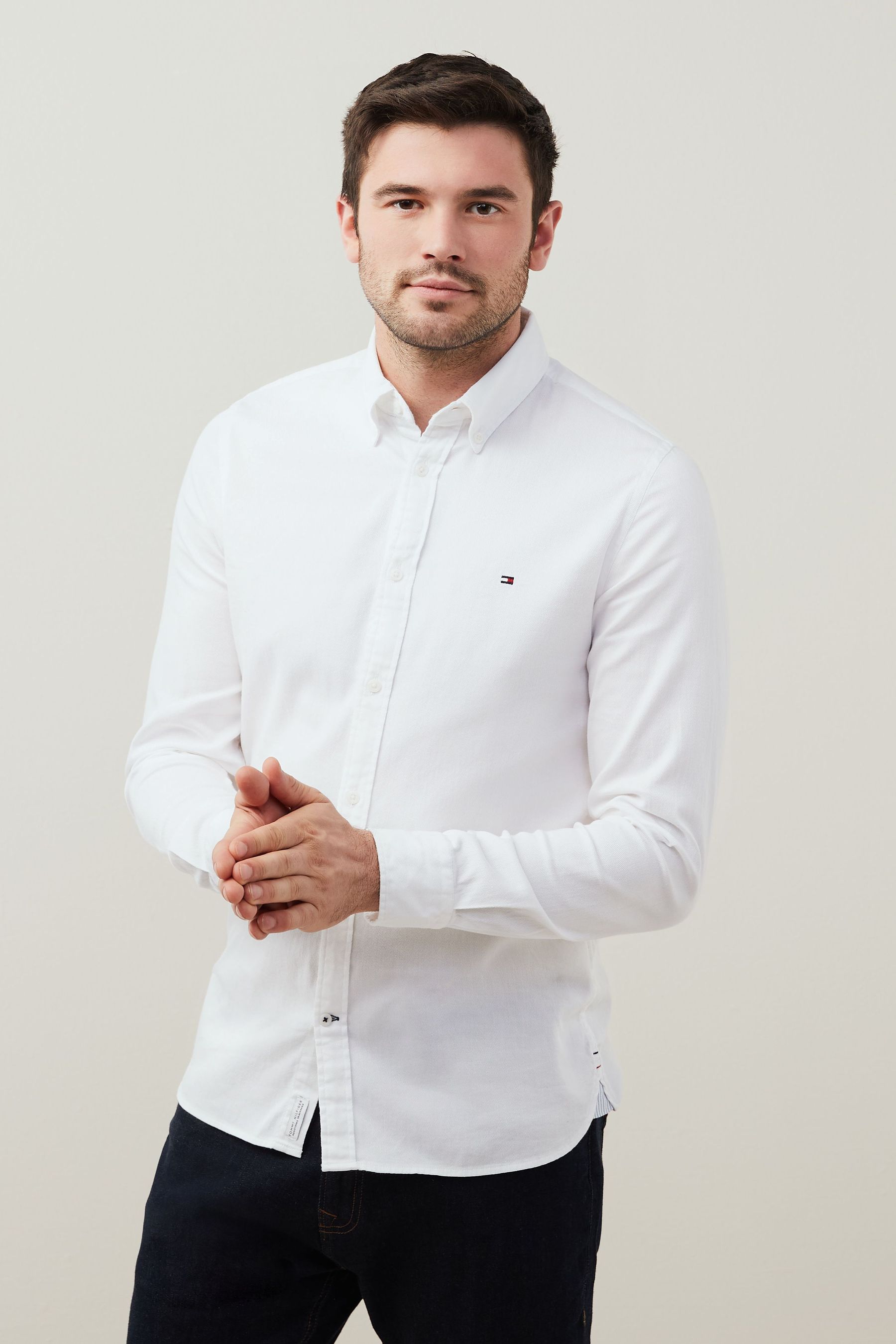 Buy Tommy Hilfiger White Core Flex Dobby Slim Fit Shirt from Next Luxembourg