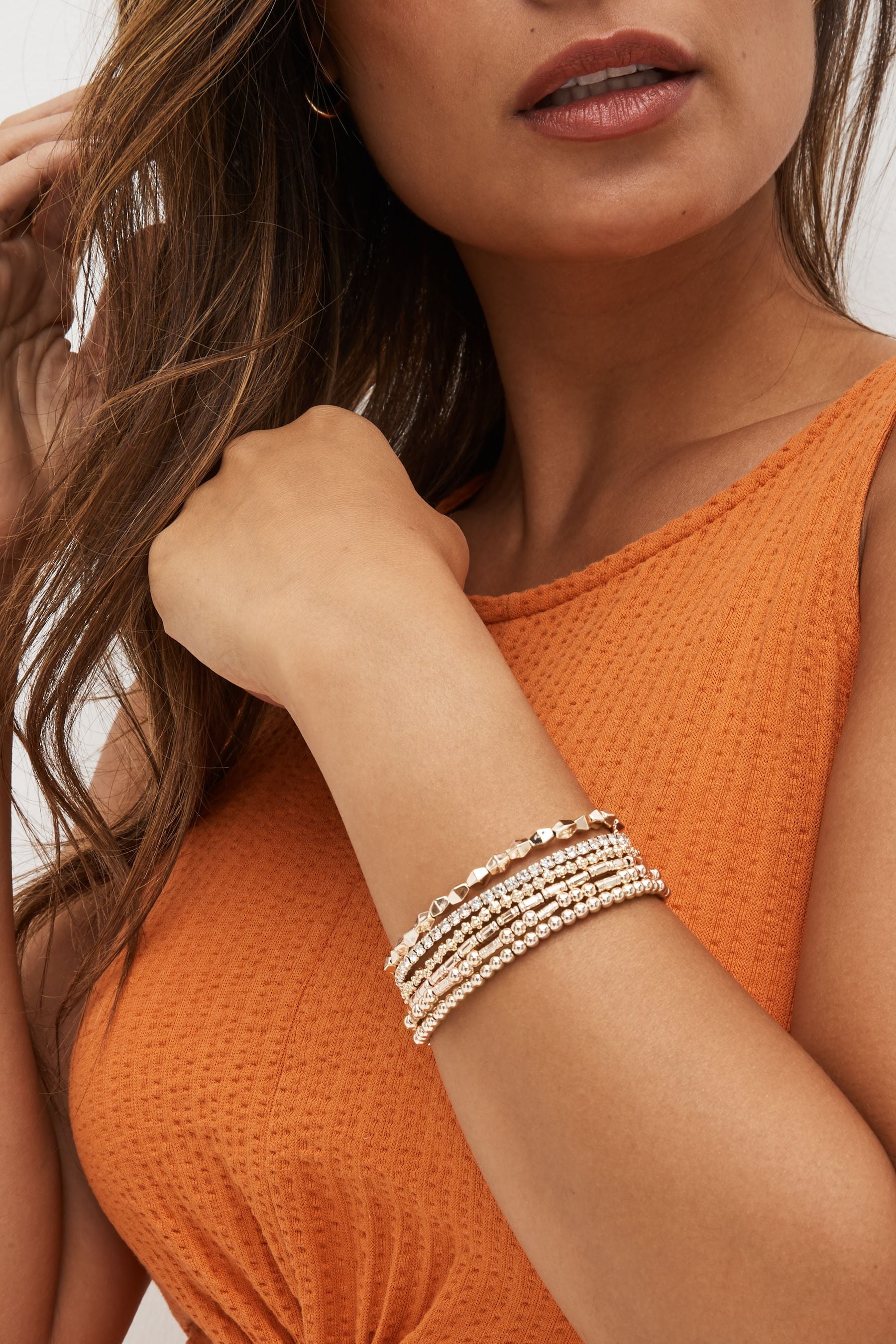 Buy Rose Gold Tone Sparkle Stretch Bracelets Pack from the Next UK online shop