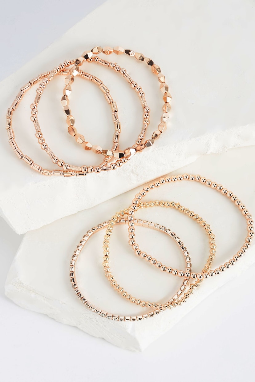 Rose Gold Tone Sparkle Stretch Bracelets Pack - Image 3 of 4