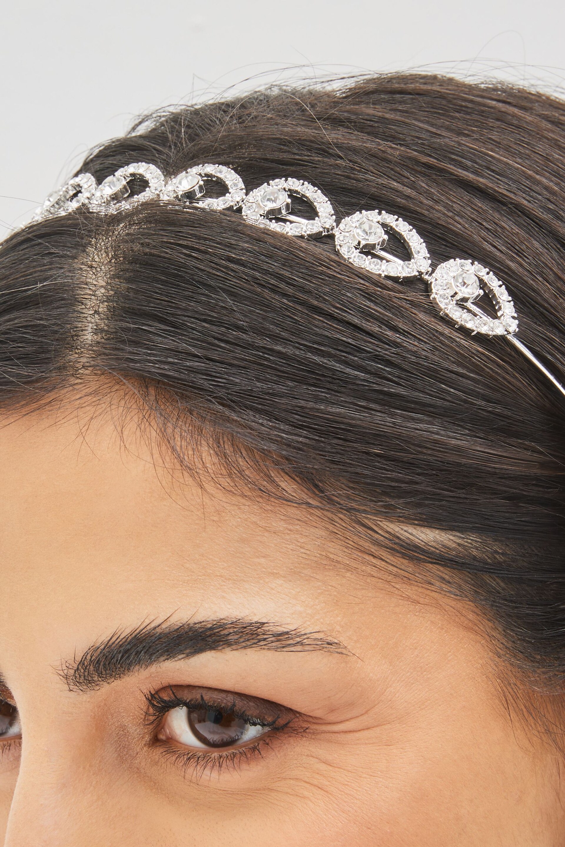 Silver Tone Teardrop Sparkle Headband - Image 2 of 3