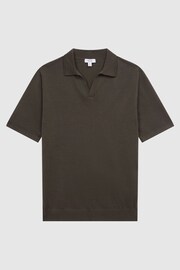 Reiss Dark Military Green Duchie Merino Wool Open Collar Polo Shirt - Image 2 of 7