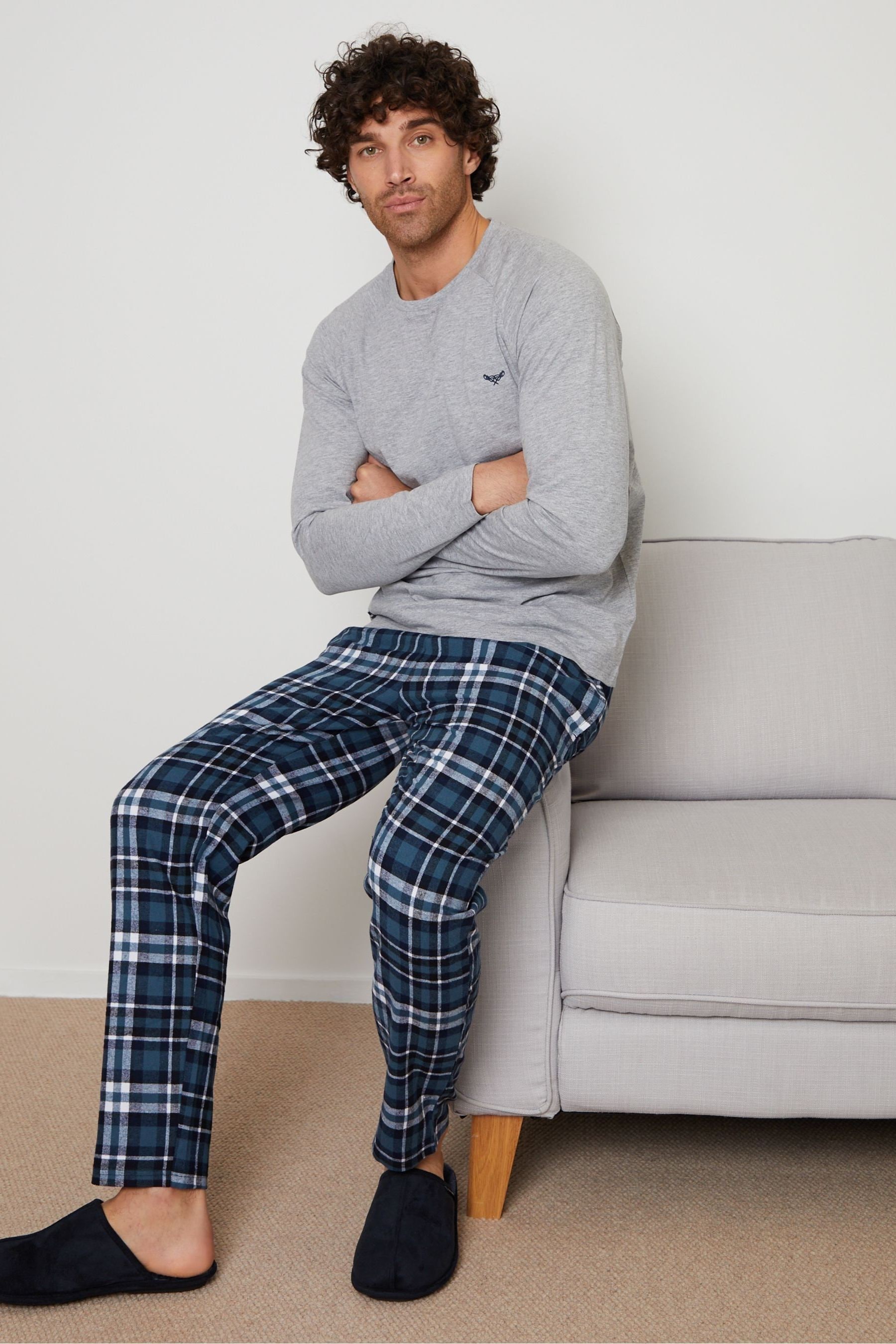 Buy Threadbare Light Grey 100 Cotton Blend Long Sleeve Pyjamas Set from the Next UK online shop