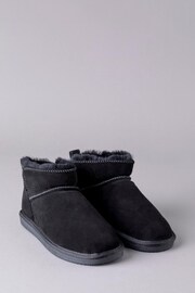 Lakeland Leather Black Ladies Sheepskin Mini Boot Slippers - Image 2 of 5