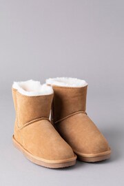 Lakeland Leather Tan Brown Ladies Sheepskin Boots Slippers - Image 2 of 5