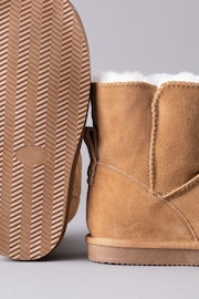 Lakeland Leather Tan Brown Ladies Sheepskin Boots Slippers - Image 4 of 5