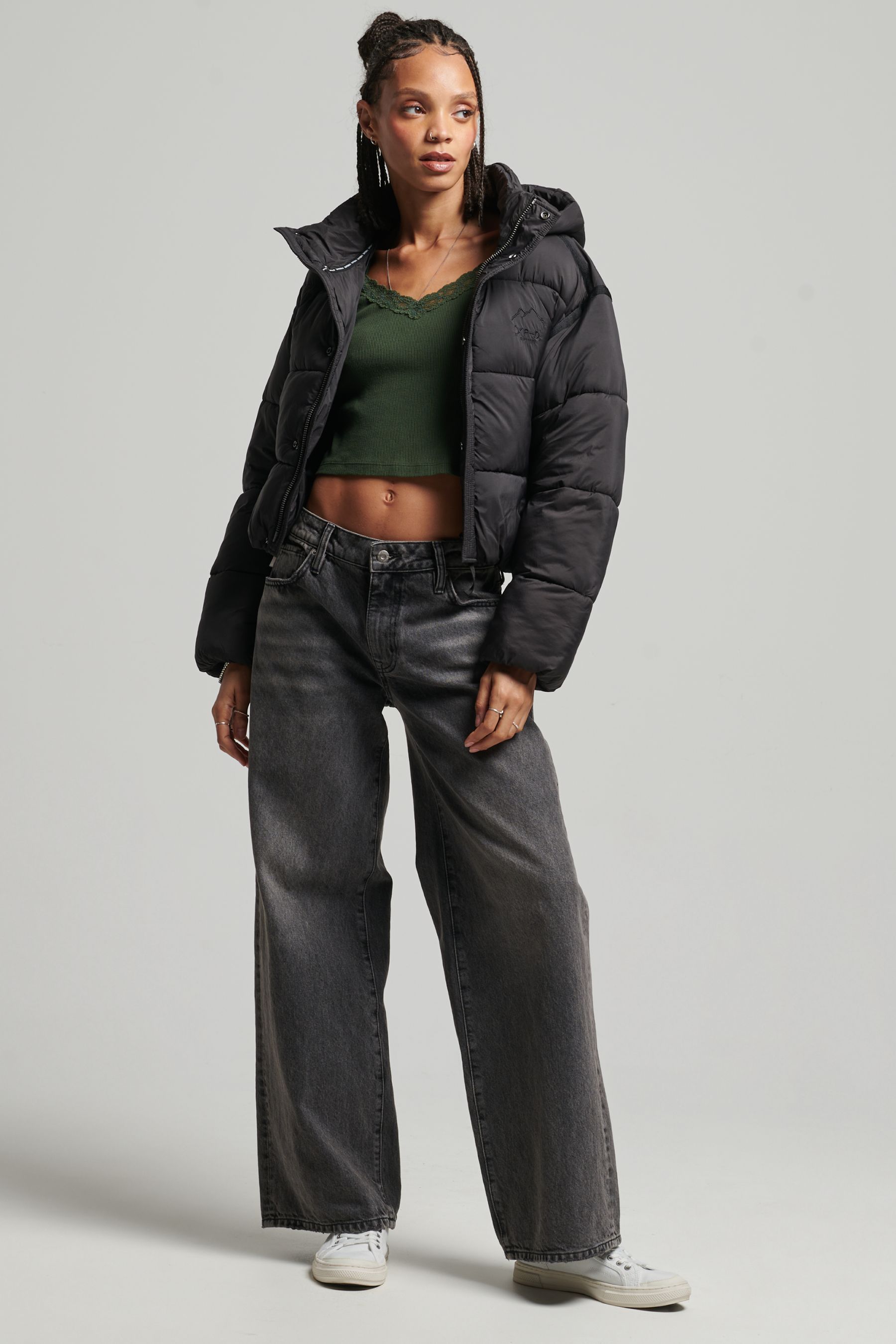 Buy Superdry Black Cropped Cocoon Puffer Jacket from Next Ireland