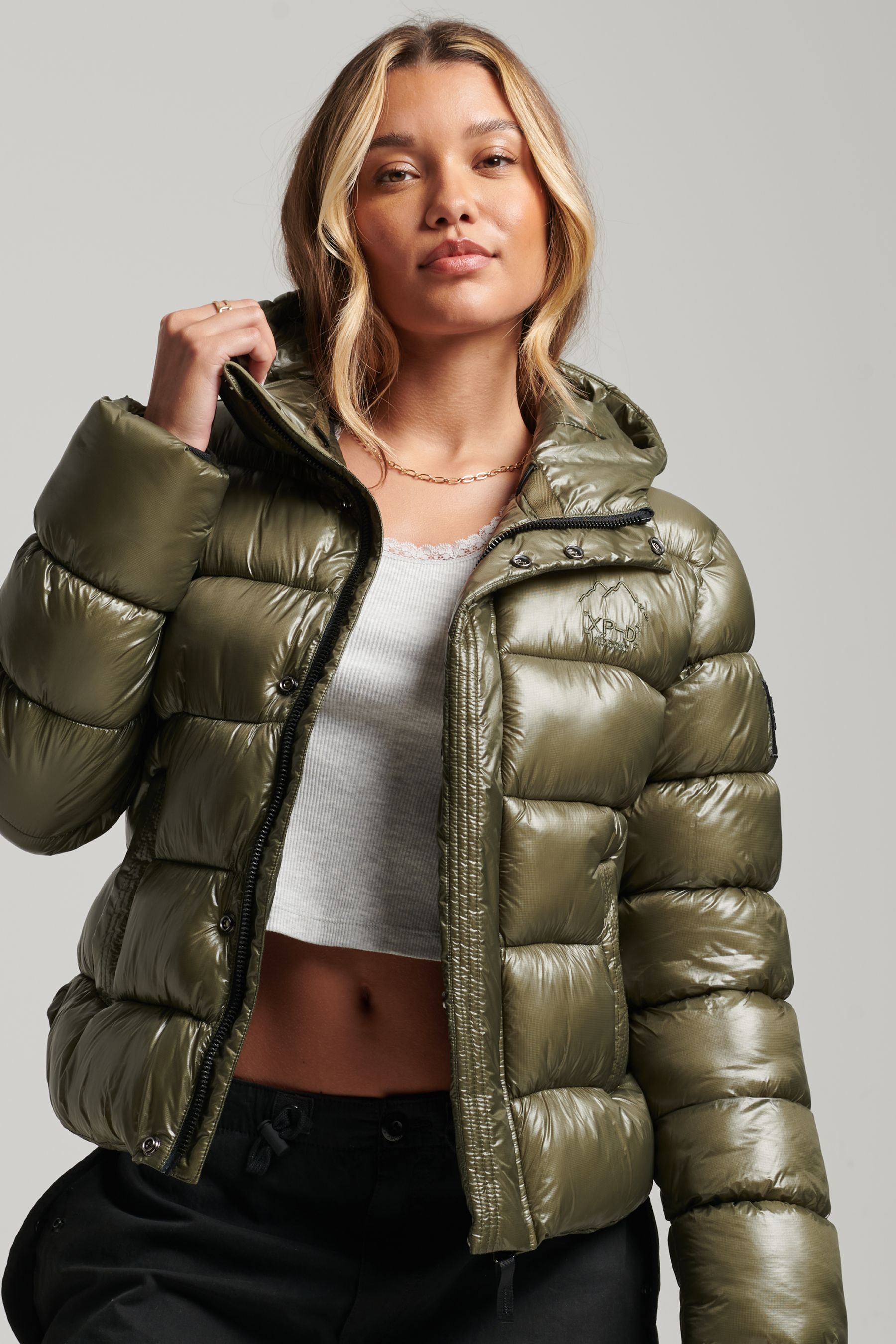 Superdry green puffer jacket sale
