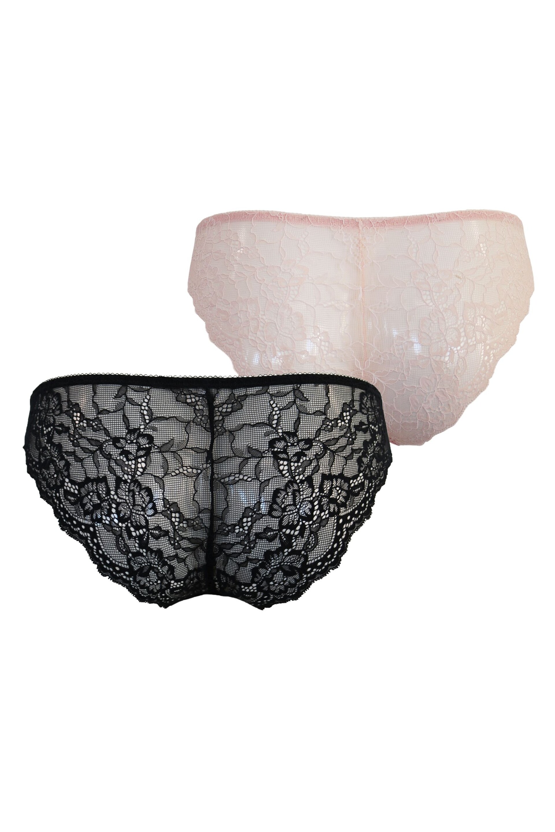 Pour Moi Black Brazilian Mesh and Lace Knickers 2 Pack - Image 2 of 4