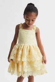 Reiss Lemon Bethany Junior Bow Strap Lace Dress - Image 1 of 6