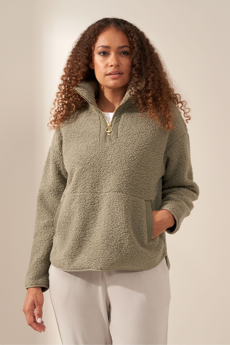 Truly Grey Bouclé 3/4 Zip Jumper - Image 1 of 4