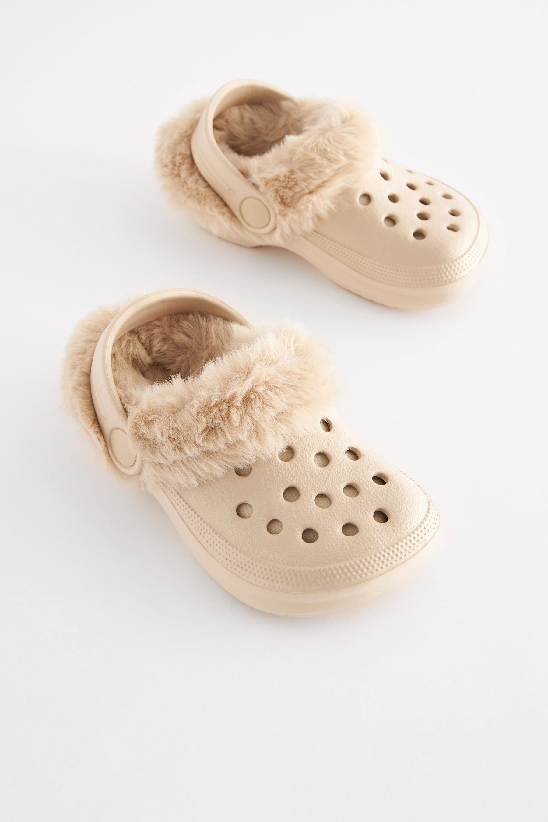 Buy Neutral Beige Faux Fur Lined Clog Slippers from Next Australia