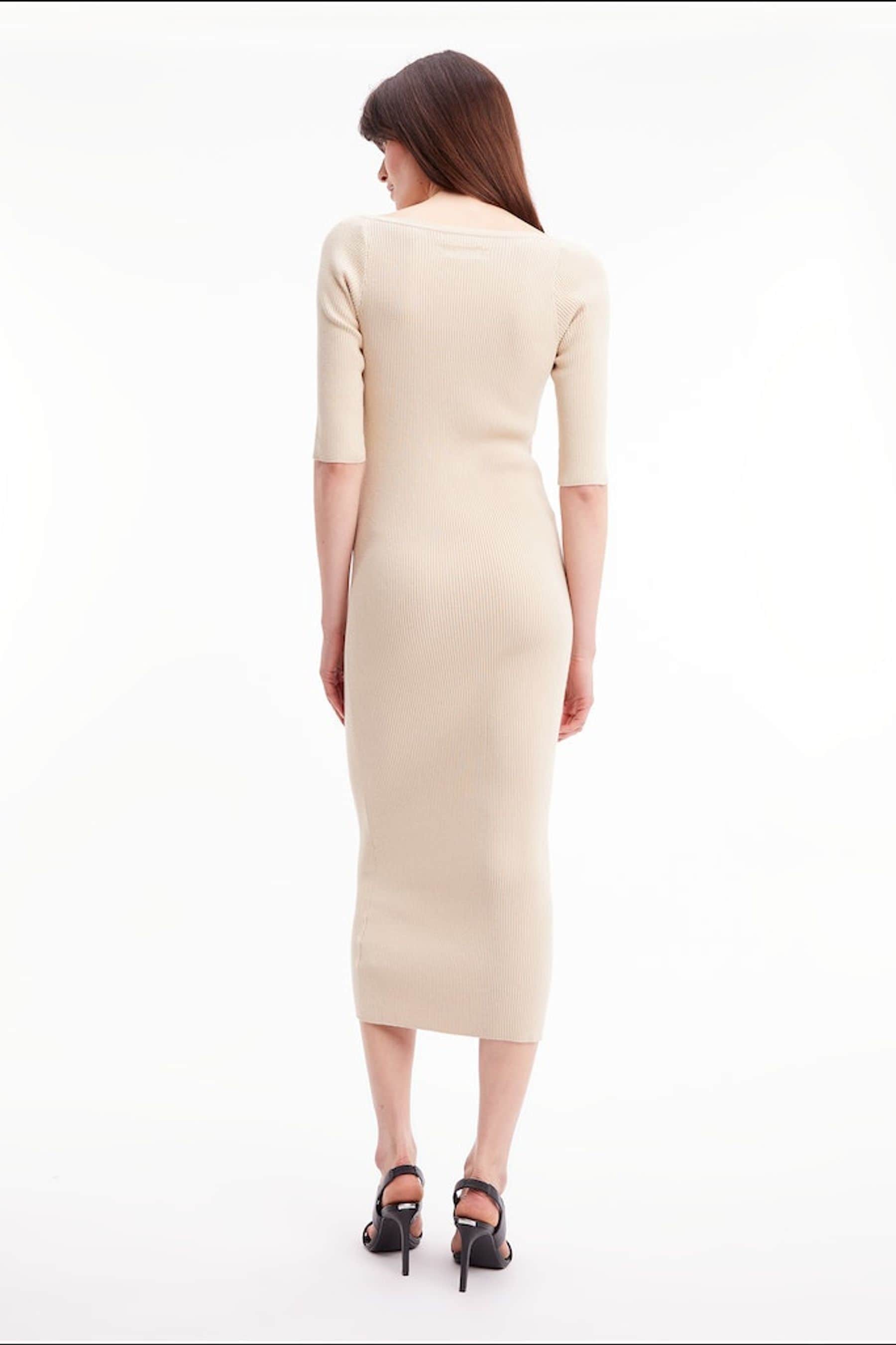 Buy Calvin Klein Rib Square Neck Midi Cream Dress from Next Austria