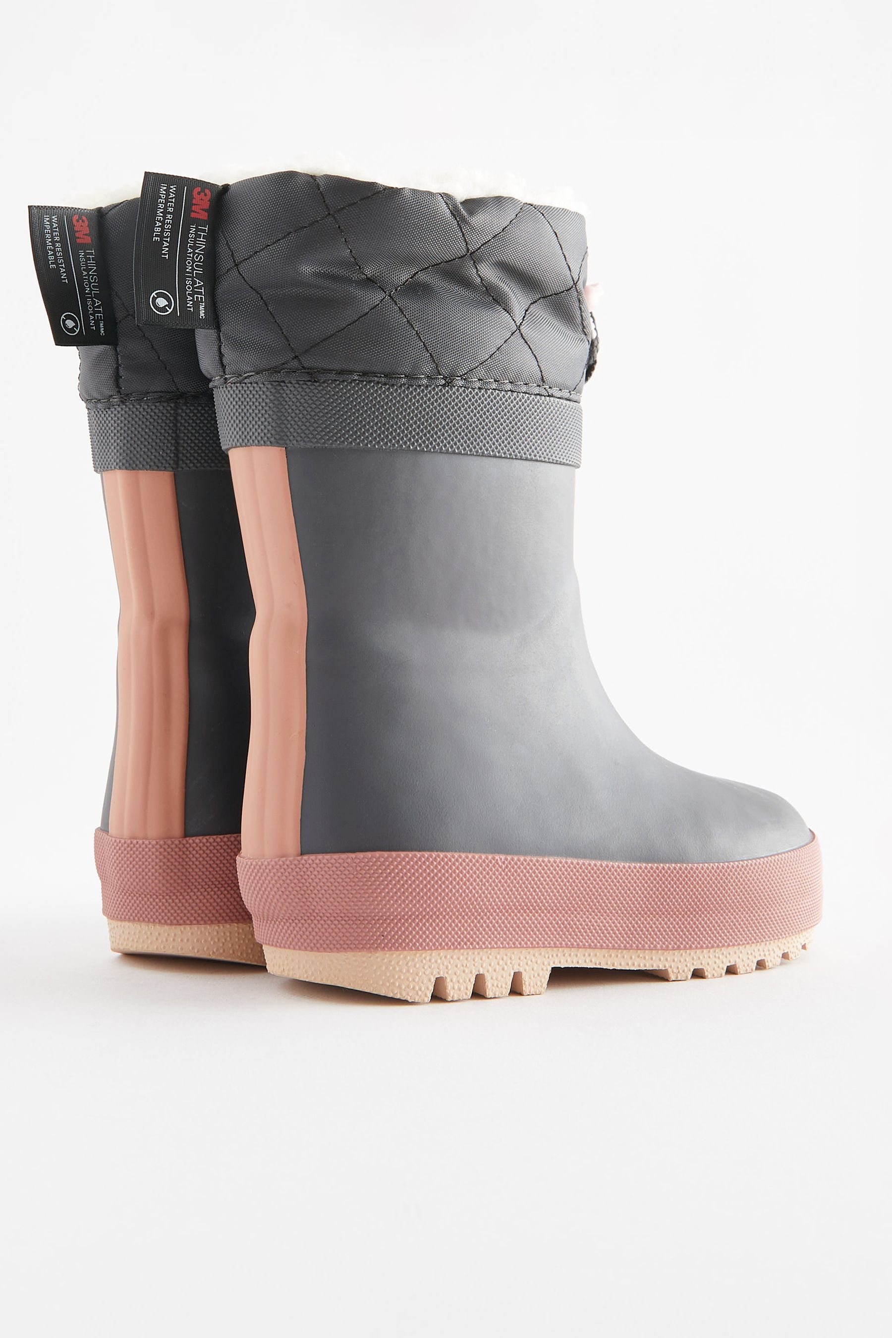 Buy Charcoal Grey Thermal Thinsulate Lined Cuff Wellies from Next Luxembourg