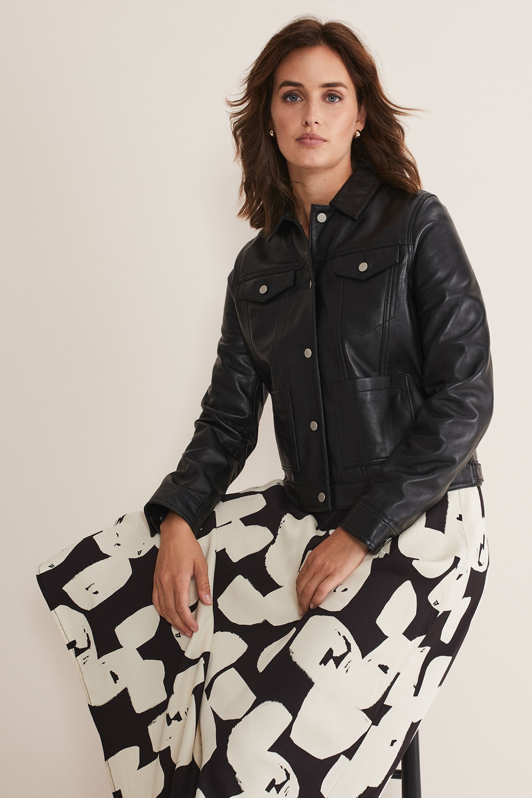 Buy Phase Eight Black Leather Myrtle Jacket from Next Ireland