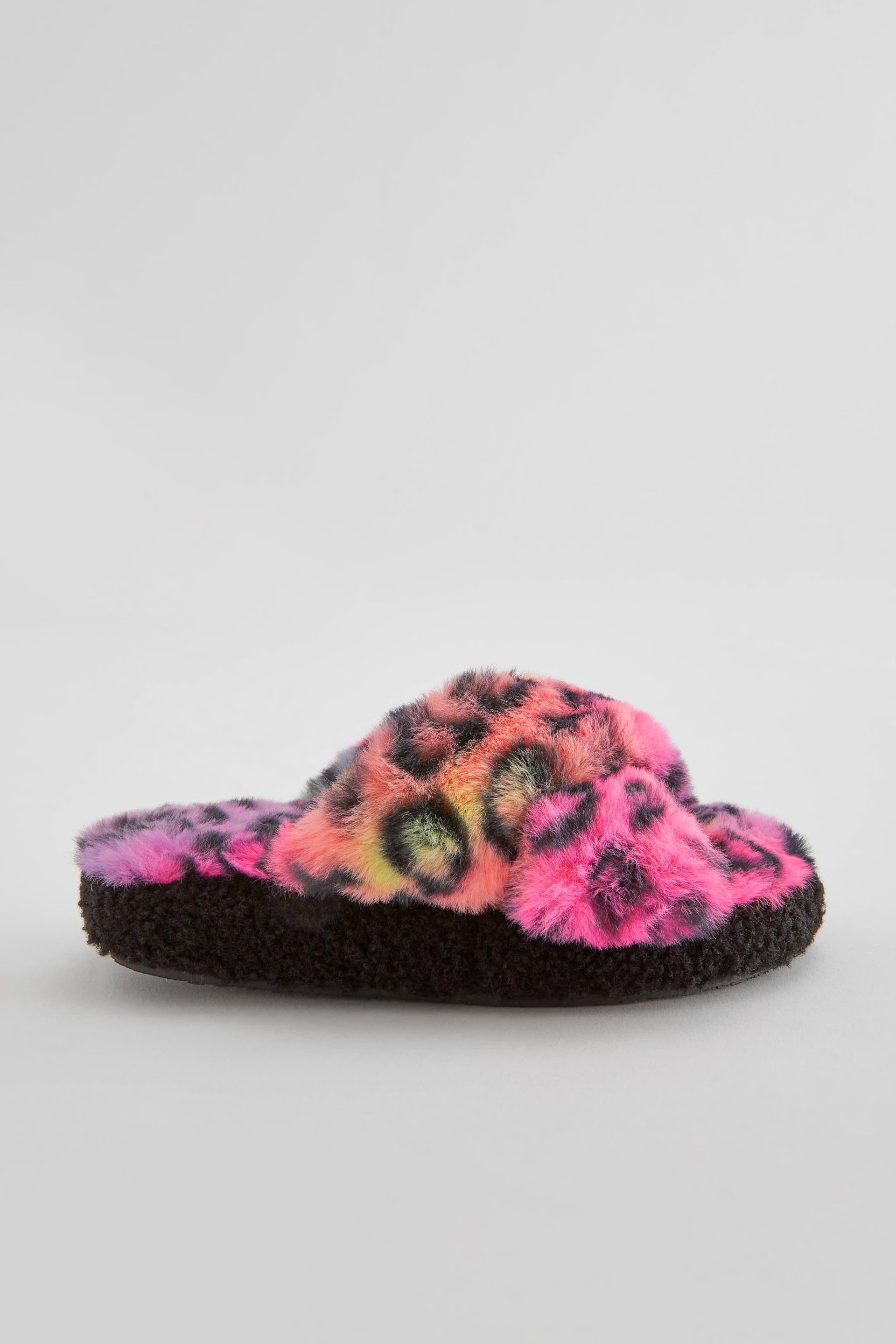 Bright Animal Print Faux Fur Slider Slippers - Image 5 of 9