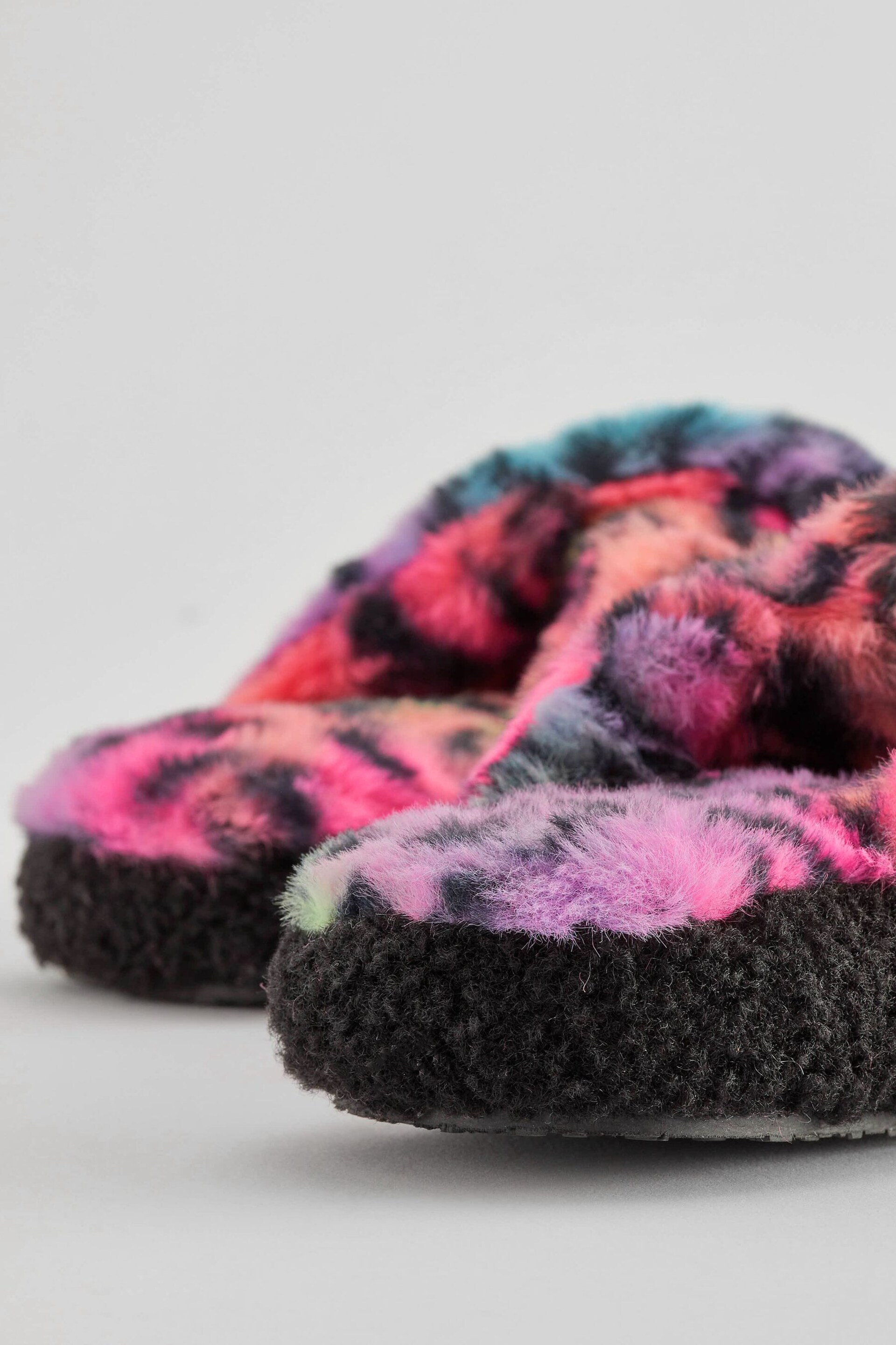 Bright Animal Print Faux Fur Slider Slippers - Image 7 of 9