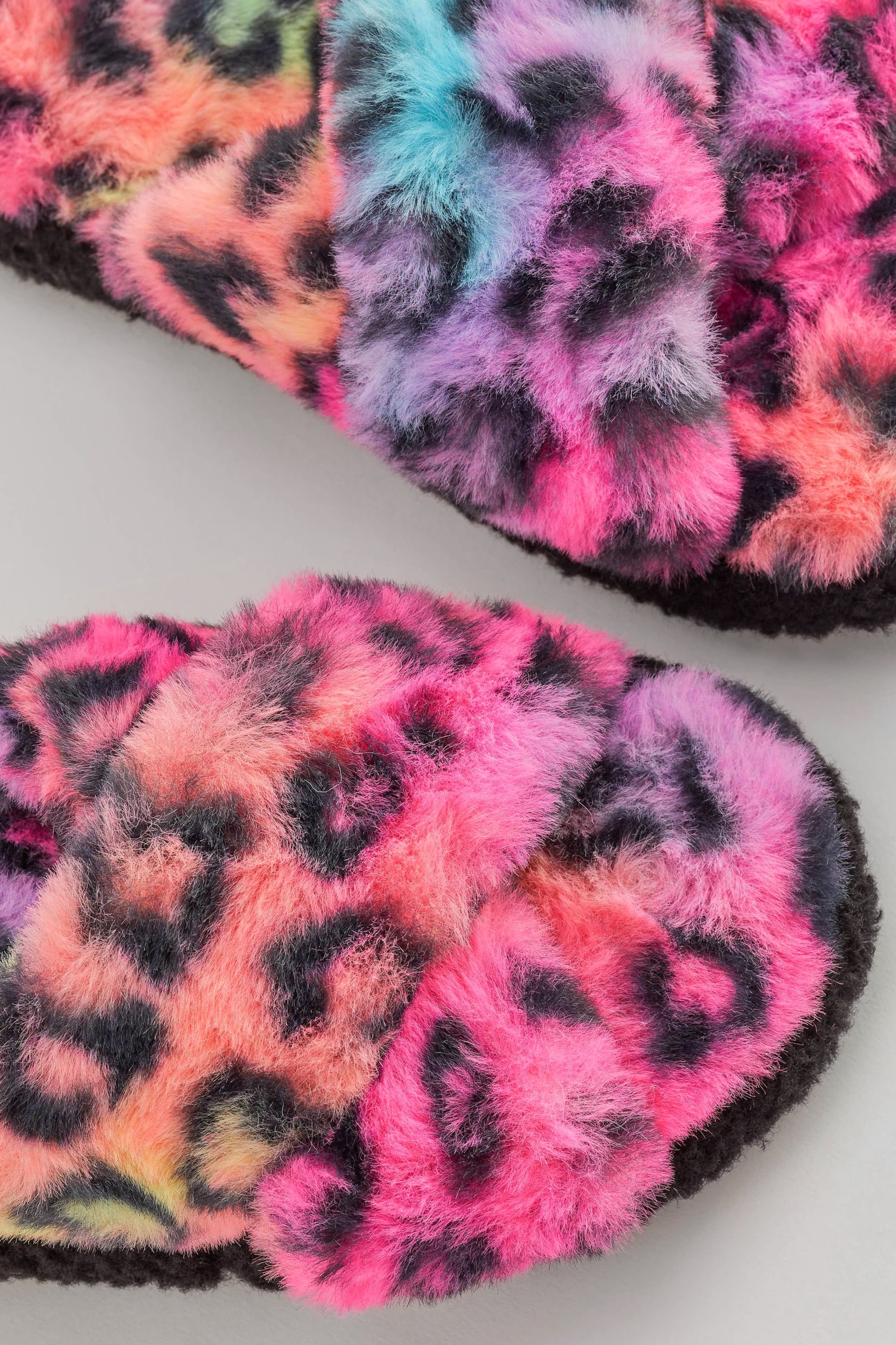 Bright Animal Print Faux Fur Slider Slippers - Image 8 of 9