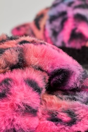 Bright Animal Print Faux Fur Slider Slippers - Image 9 of 9